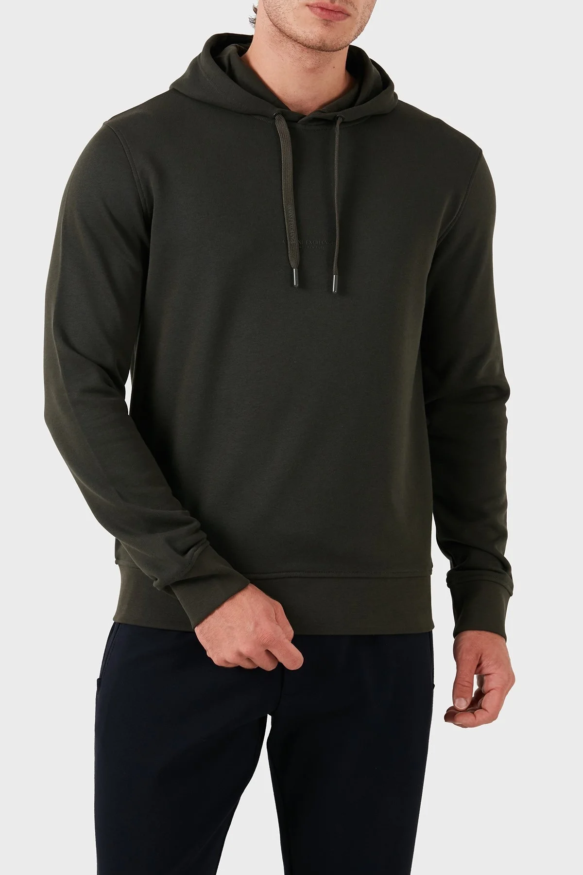 Armani Exchange % 100 Pamuklu Kapüşonlu Erkek Sweat 8NZM94 ZJKRZ 1832 HAKİ - 5
