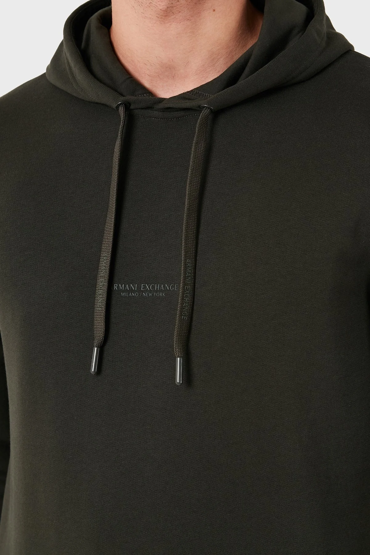 Armani Exchange % 100 Pamuklu Kapüşonlu Erkek Sweat 8NZM94 ZJKRZ 1832 HAKİ - 6