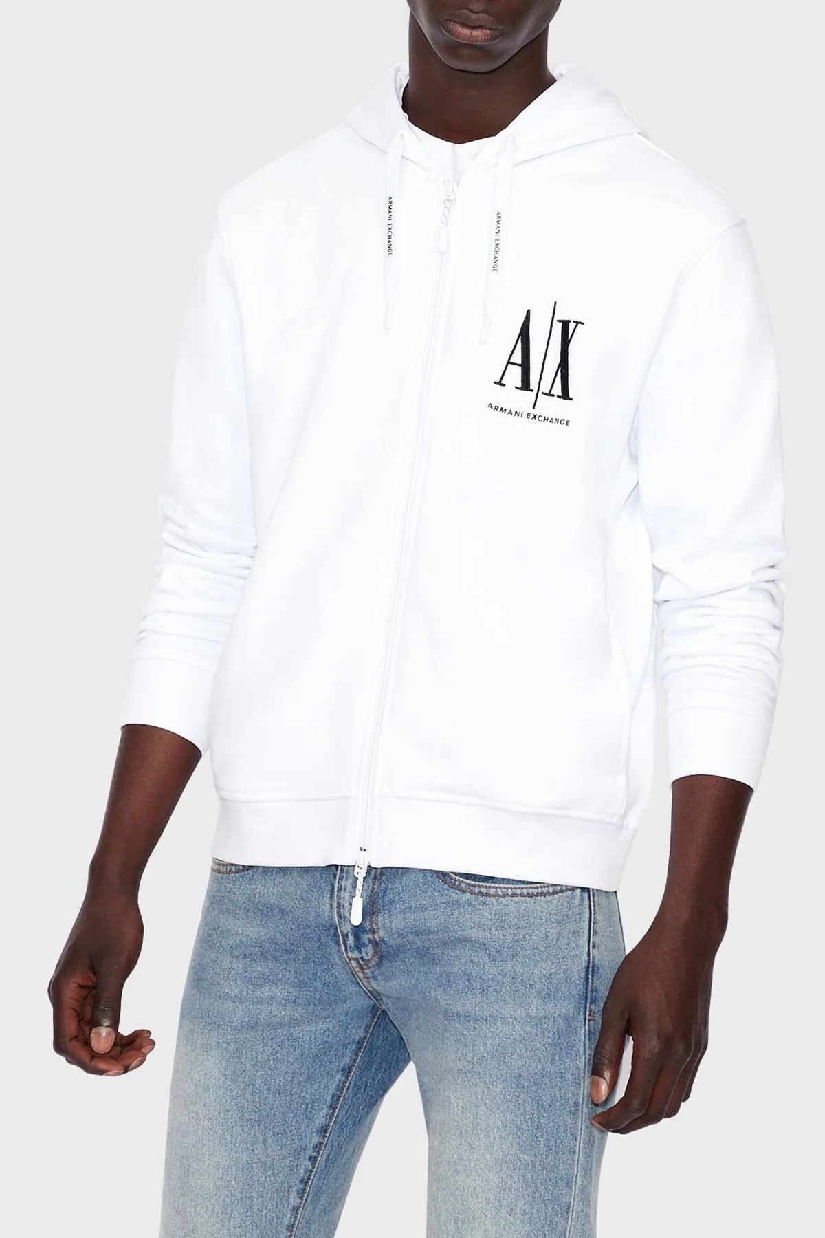Armani Exchange % 100 Pamuklu Kapüşonlu Erkek Sweat 8NZMPP ZJ1ZZ 1100 BEYAZ - 1