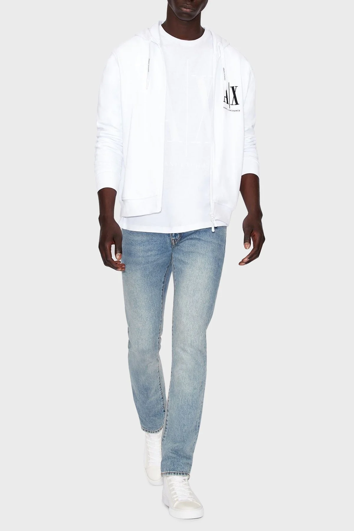 Armani Exchange % 100 Pamuklu Kapüşonlu Erkek Sweat 8NZMPP ZJ1ZZ 1100 BEYAZ - 3