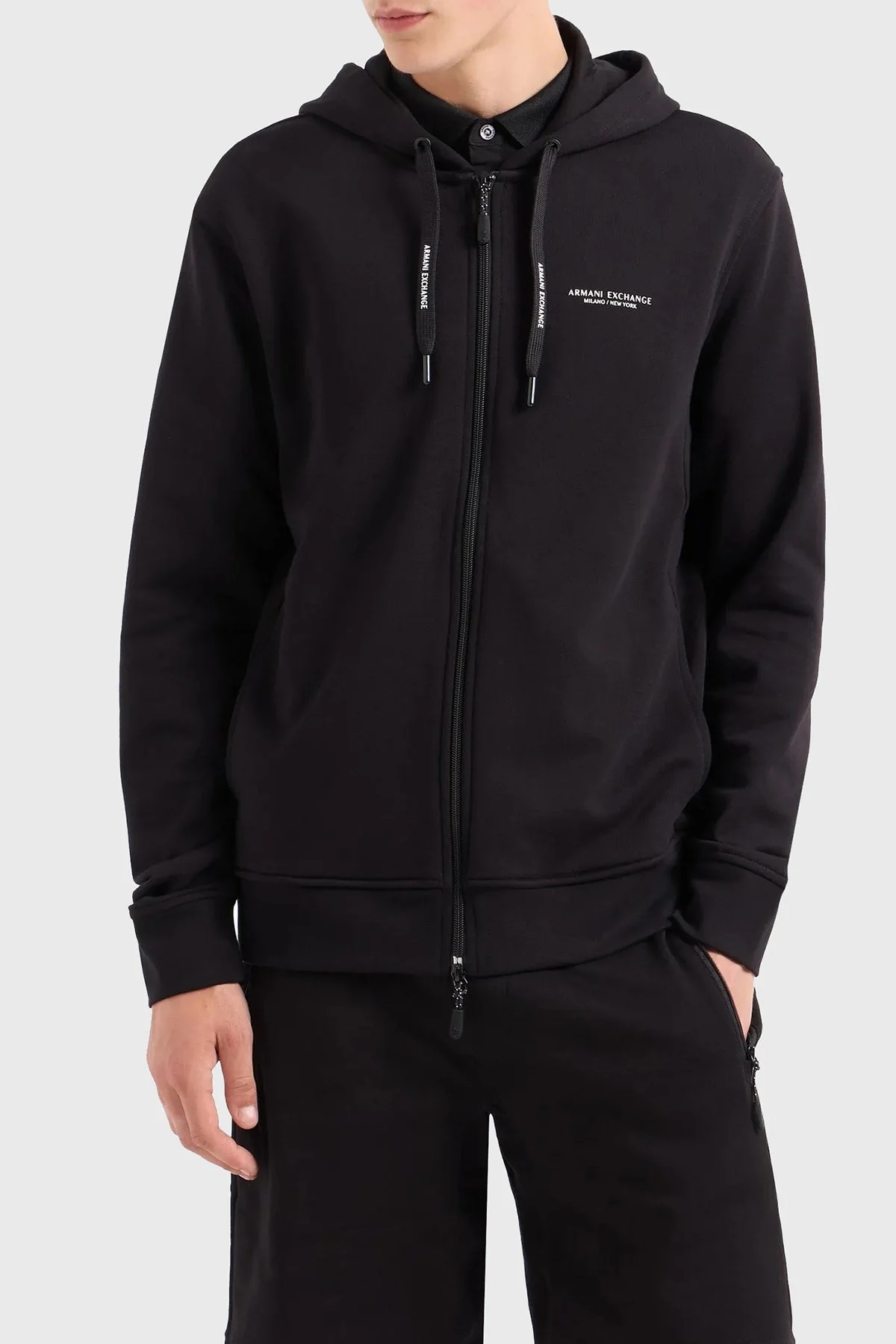Armani Exchange % 100 Pamuklu Fermuarlı Erkek Sweat 8NZM95 ZJKRZ 1200 SİYAH - 7