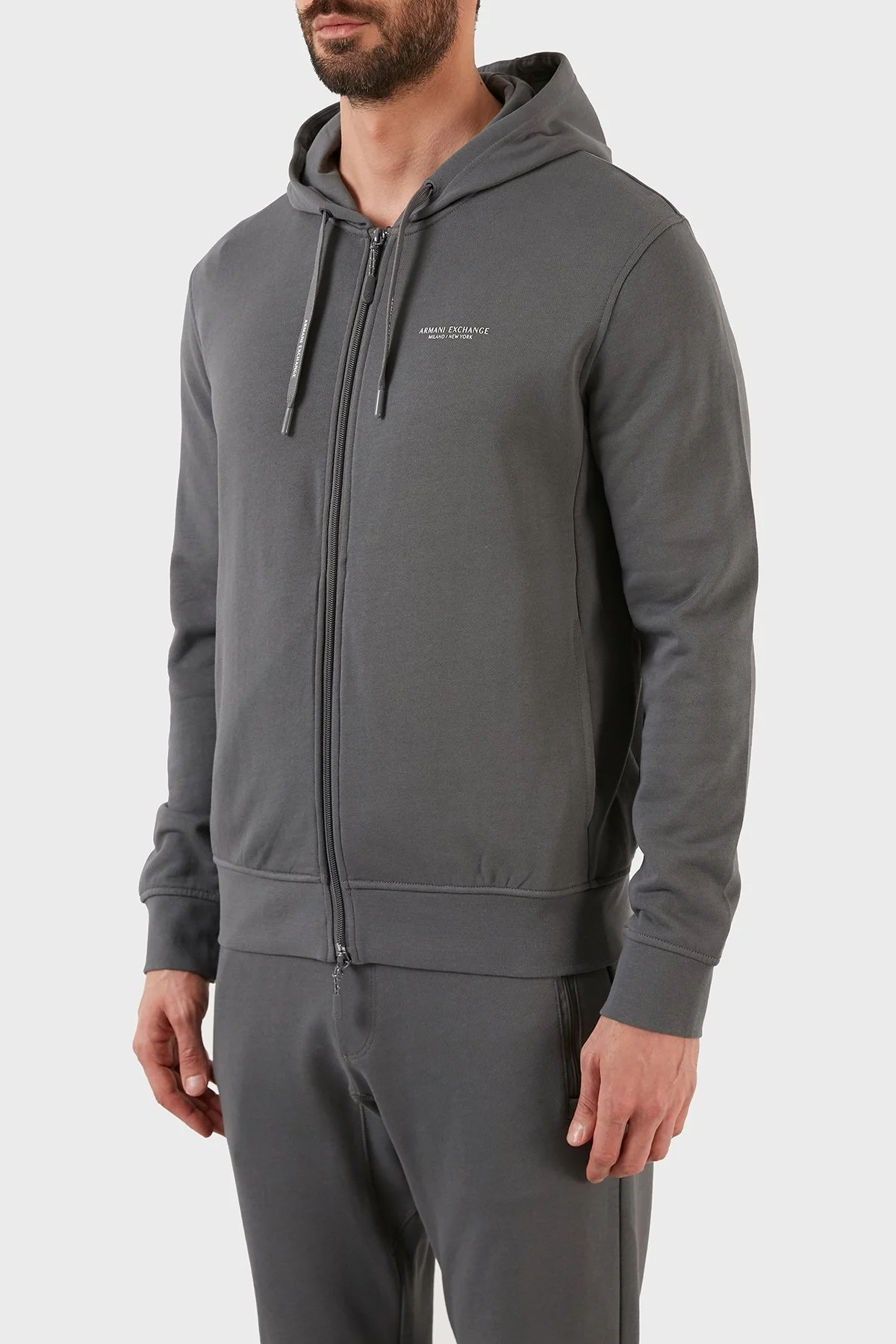 Armani Exchange % 100 Pamuklu Loose Fit Kapüşonlu Erkek Sweat 8NZM95 ZJKRZ 1965 FÜME - 2