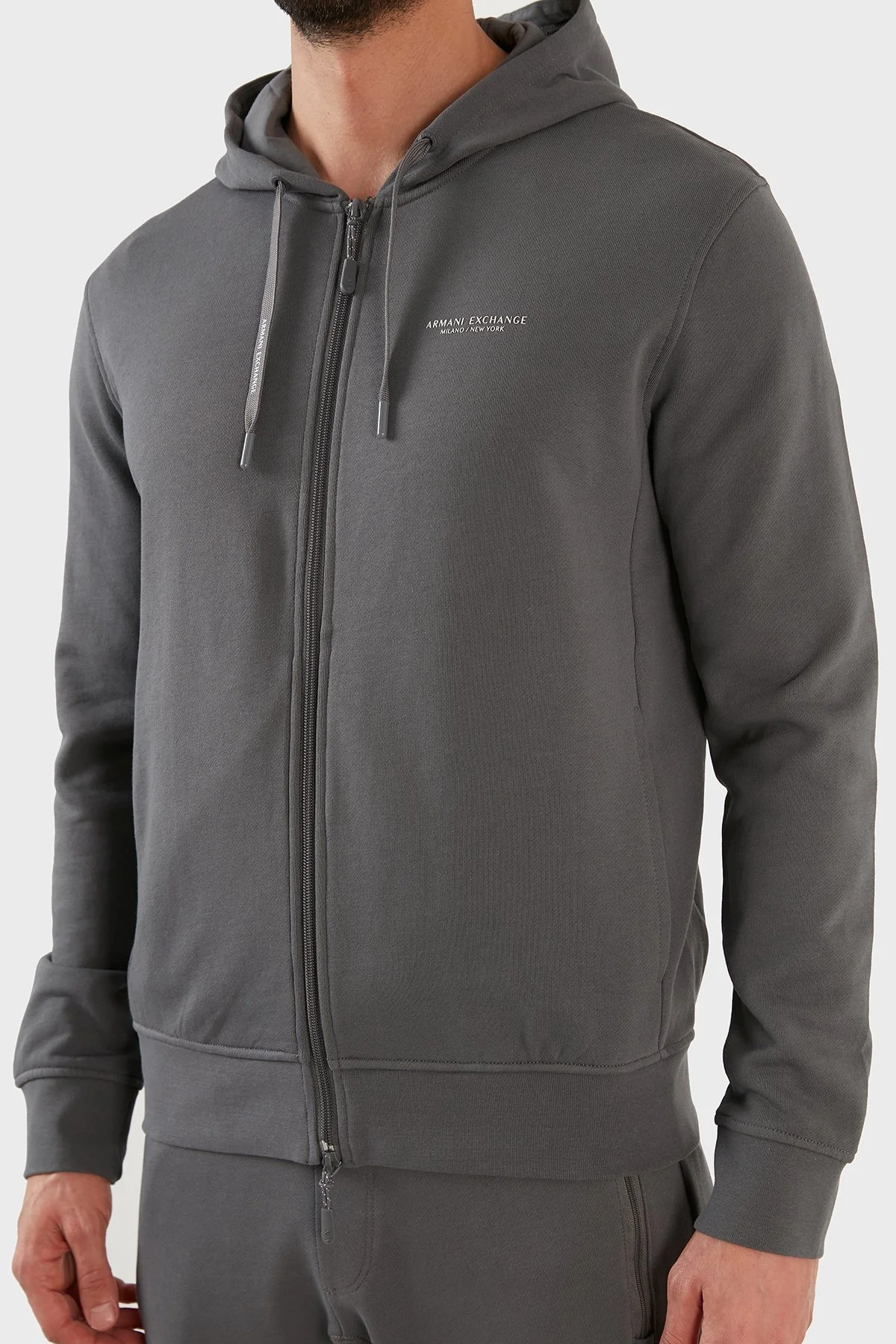 Armani Exchange % 100 Pamuklu Loose Fit Kapüşonlu Erkek Sweat 8NZM95 ZJKRZ 1965 FÜME - 4