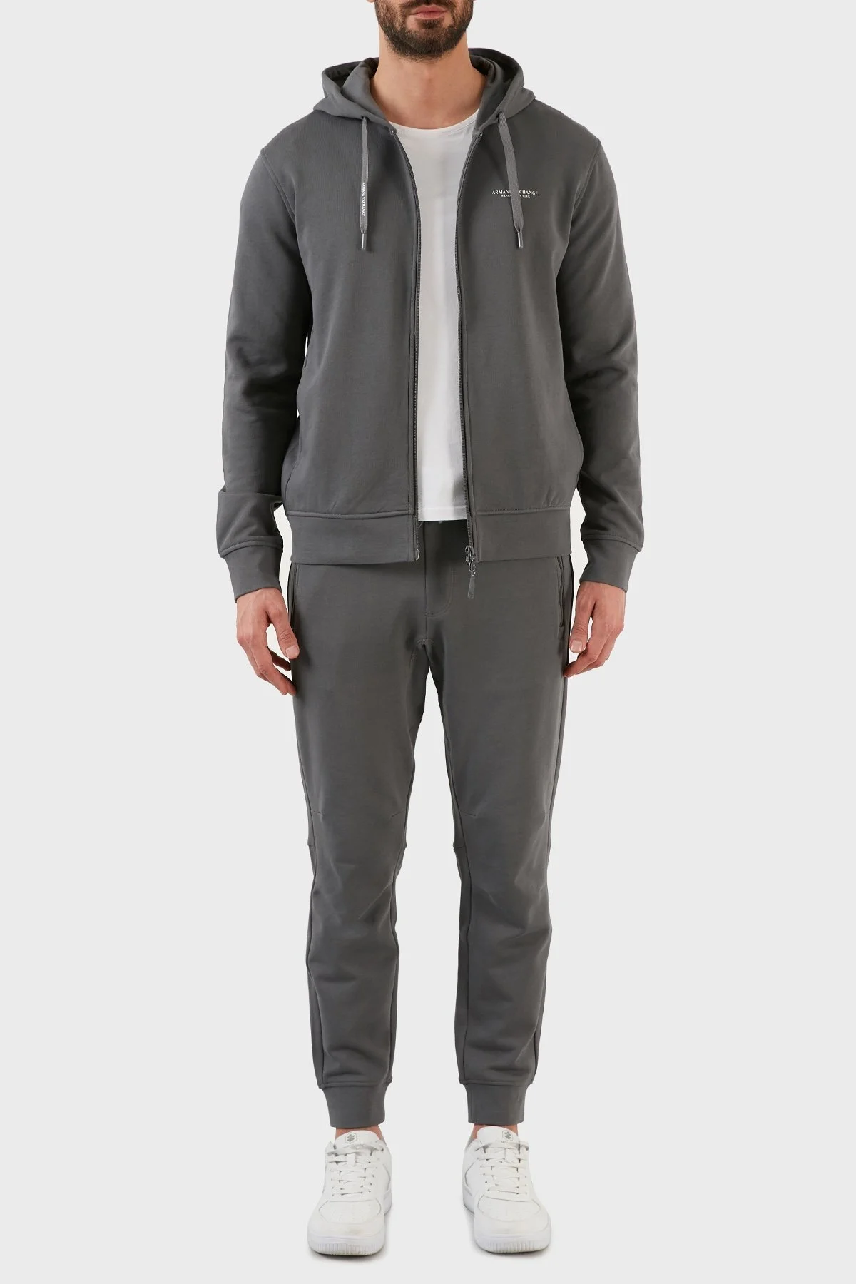 Armani Exchange % 100 Pamuklu Loose Fit Kapüşonlu Erkek Sweat 8NZM95 ZJKRZ 1965 FÜME - 5