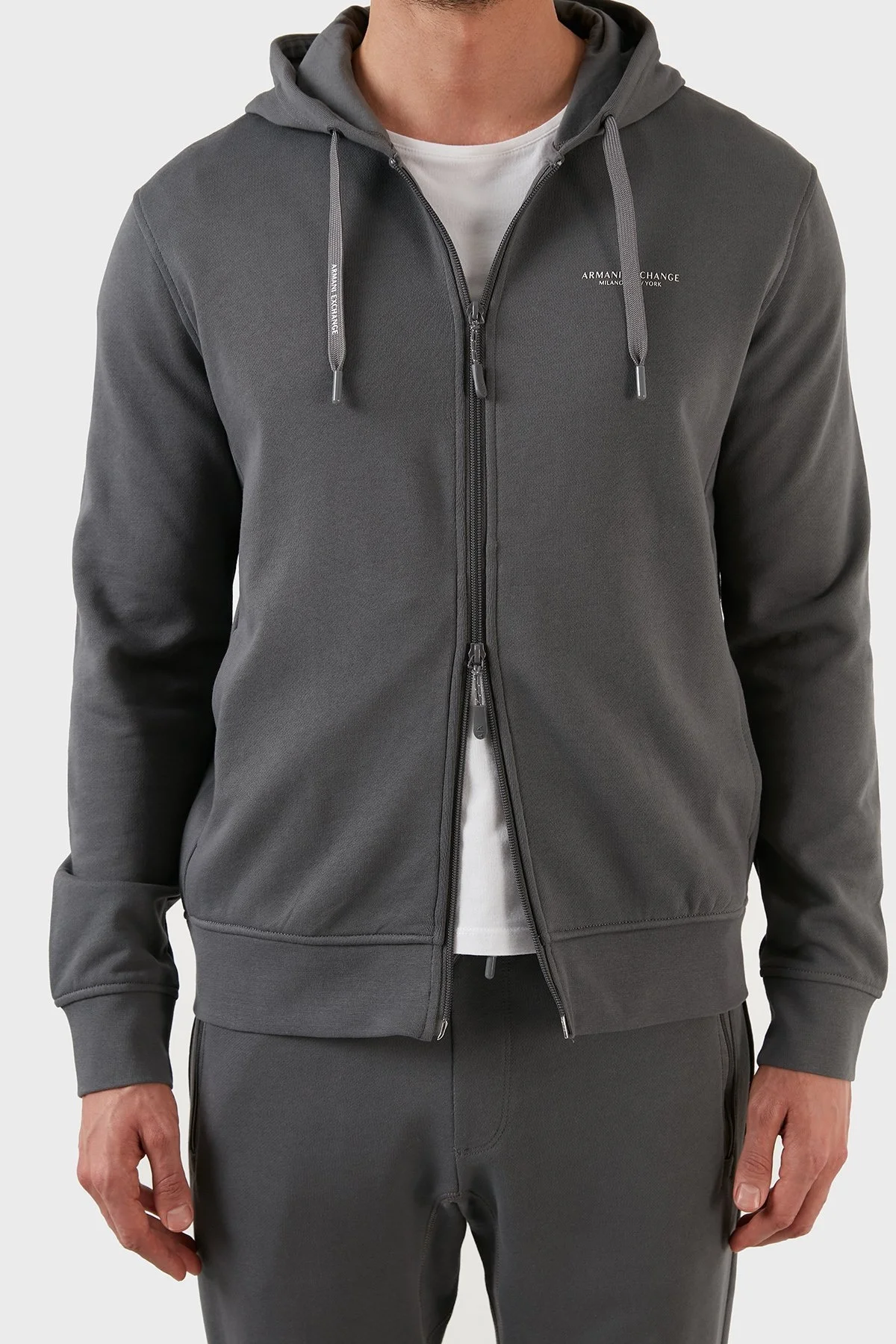 Armani Exchange % 100 Pamuklu Loose Fit Kapüşonlu Erkek Sweat 8NZM95 ZJKRZ 1965 FÜME - 6