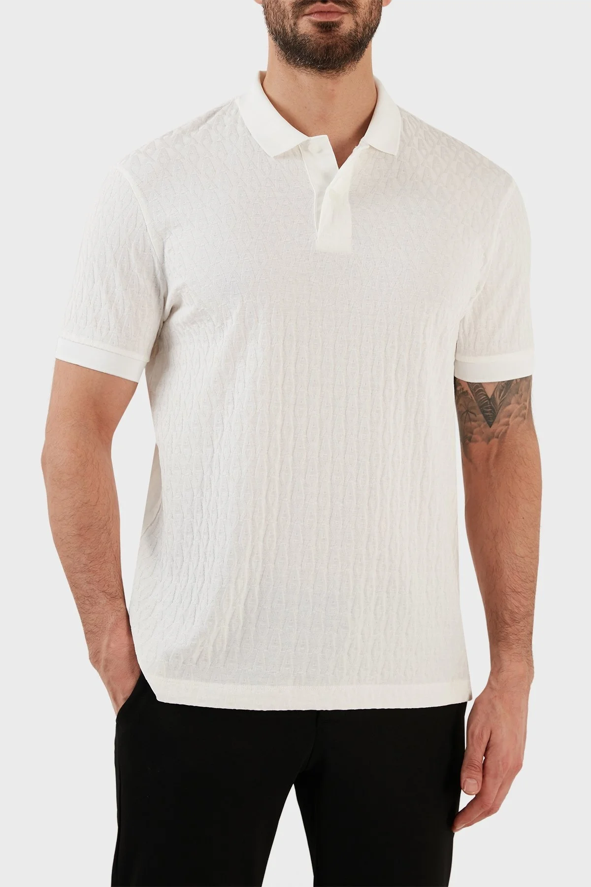 Armani Exchange % 100 Pamuklu Regular Fit Erkek Polo T Shirt 3RZFLA ZJ2ZZ 1116 BEYAZ - 1