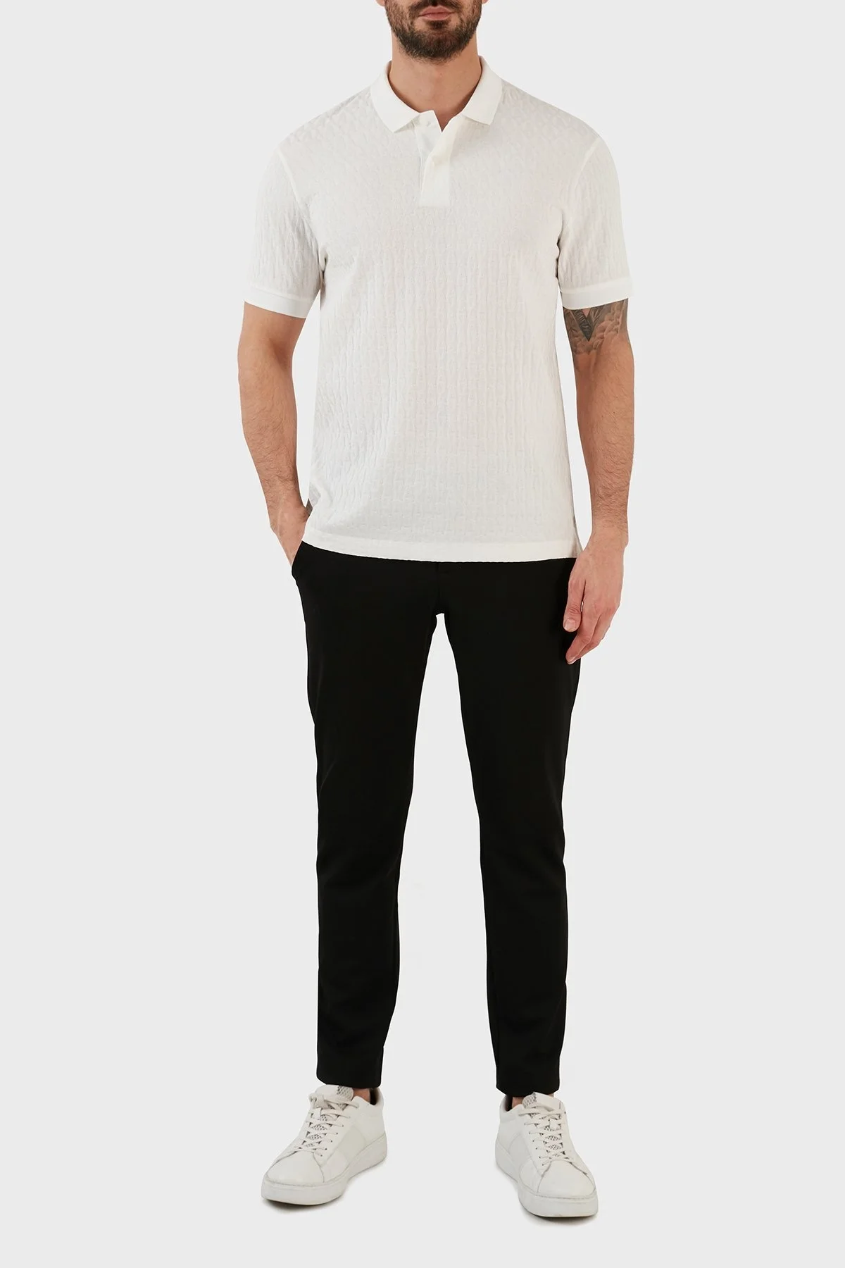 Armani Exchange % 100 Pamuklu Regular Fit Erkek Polo T Shirt 3RZFLA ZJ2ZZ 1116 BEYAZ - 3