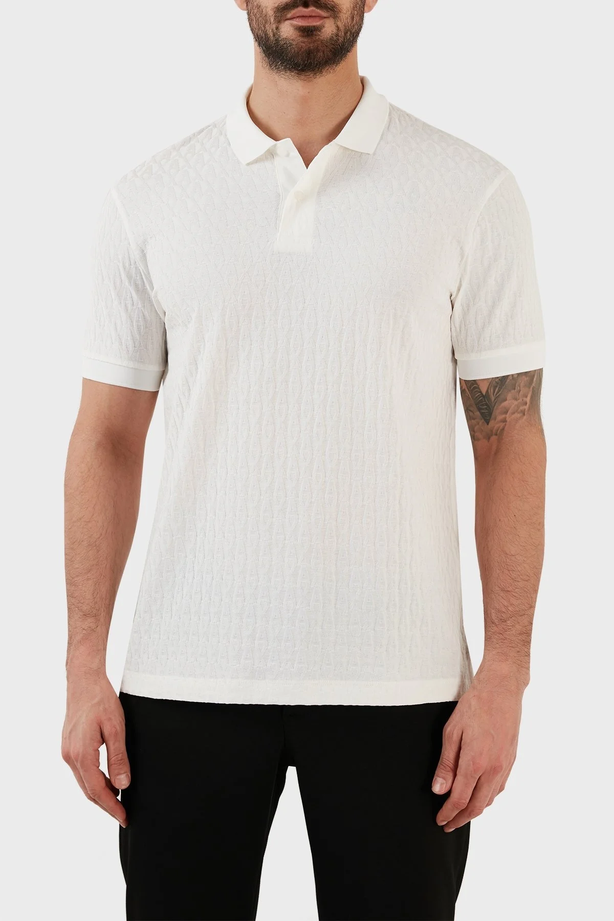 Armani Exchange % 100 Pamuklu Regular Fit Erkek Polo T Shirt 3RZFLA ZJ2ZZ 1116 BEYAZ - 5