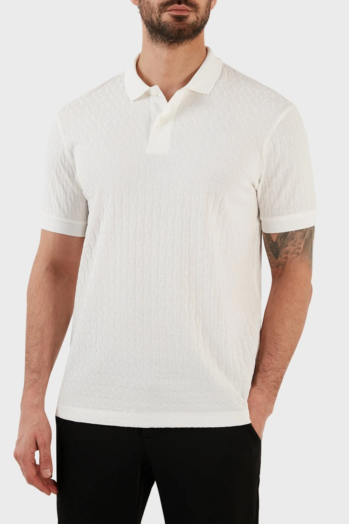 Armani Exchange % 100 Pamuklu Regular Fit Erkek Polo T Shirt 3RZFLA ZJ2ZZ 1116 BEYAZ - 6