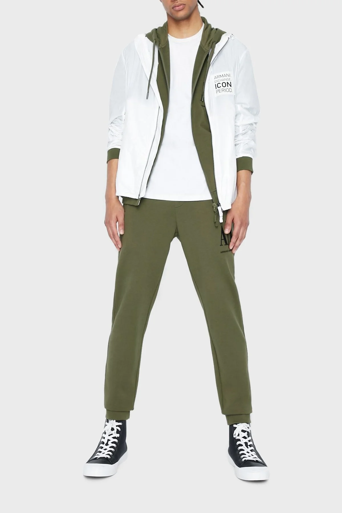 Armani Exchange % 100 Pamuklu Regular Fit Jogger Spor Erkek Pantolon 8NZPPA ZJ1ZZ 1871 HAKİ - 1