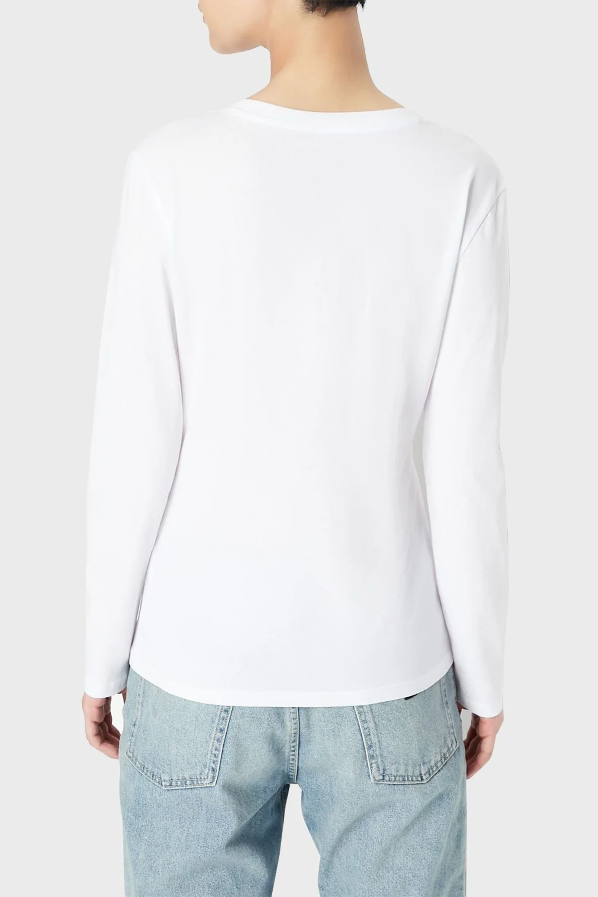 Armani Exchange % 100 Pamuklu Regular Fit V Yaka Bayan T Shirt 8NYT89 YJG3Z 1000 BEYAZ - 3