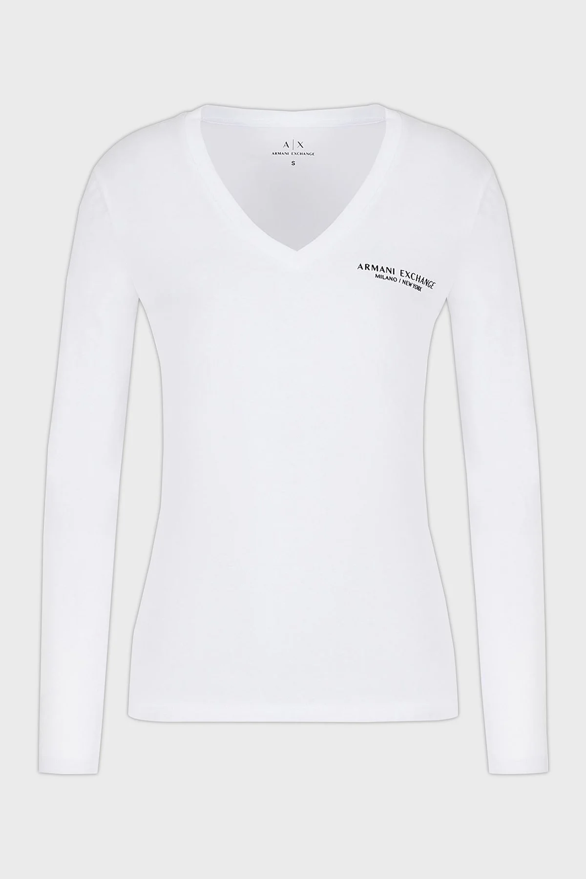 Armani Exchange % 100 Pamuklu Regular Fit V Yaka Bayan T Shirt 8NYT89 YJG3Z 1000 BEYAZ - 4