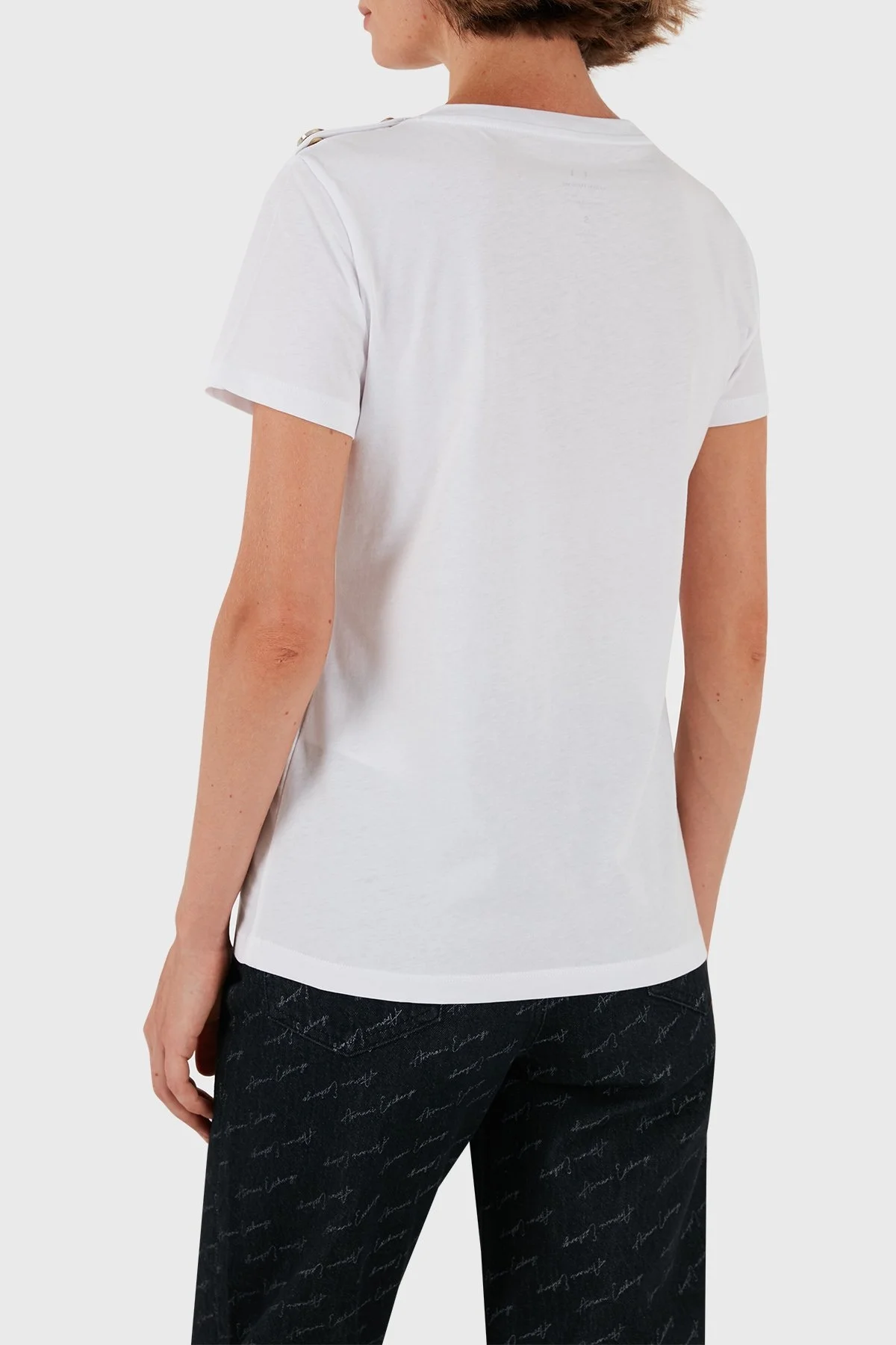 Armani Exchange % 100 Pamuklu Slim Fit Bayan T Shirt 6DYT46 YJ3RZ 1000 BEYAZ - 4