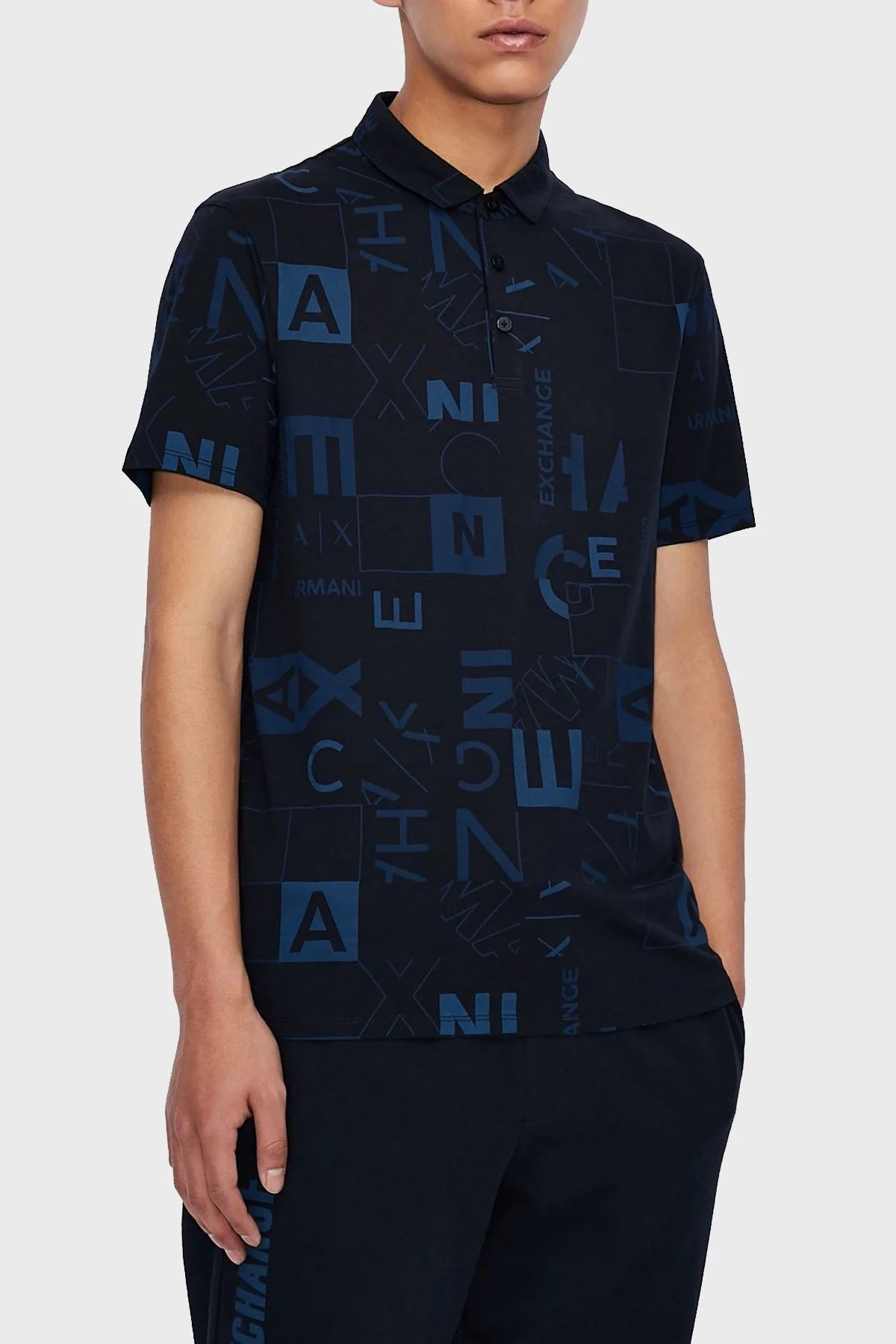 Armani Exchange % 100 Pamuklu T Shirt Erkek Polo 3KZFFD ZJH4Z 4531 LACİVERT - 1