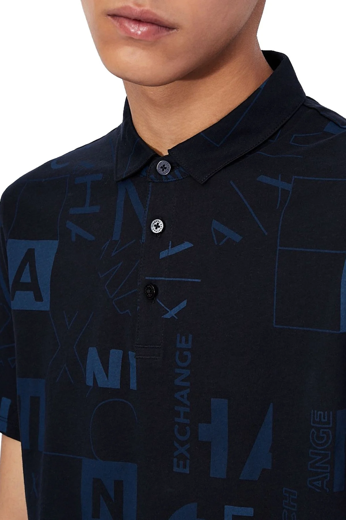 Armani Exchange % 100 Pamuklu T Shirt Erkek Polo 3KZFFD ZJH4Z 4531 LACİVERT - 3