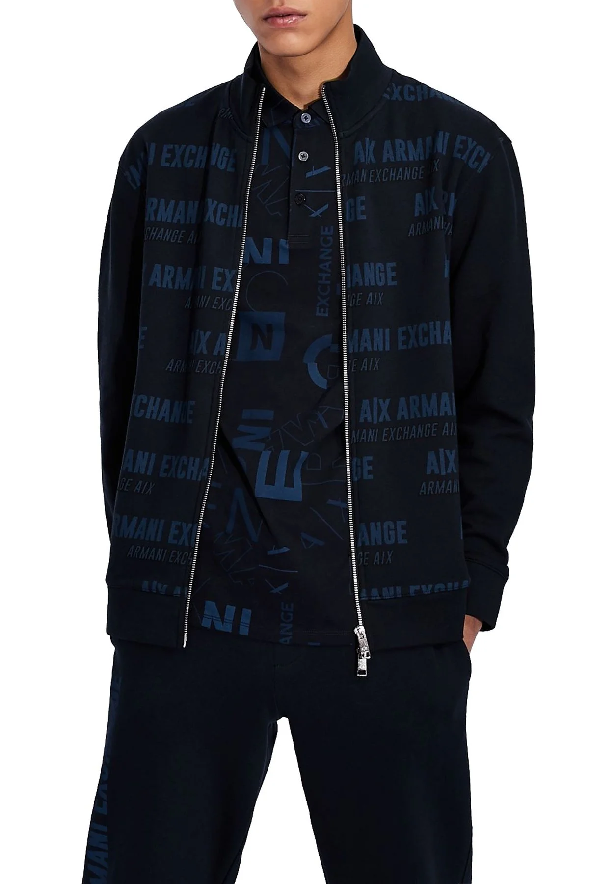 Armani Exchange % 100 Pamuklu T Shirt Erkek Polo 3KZFFD ZJH4Z 4531 LACİVERT - 4