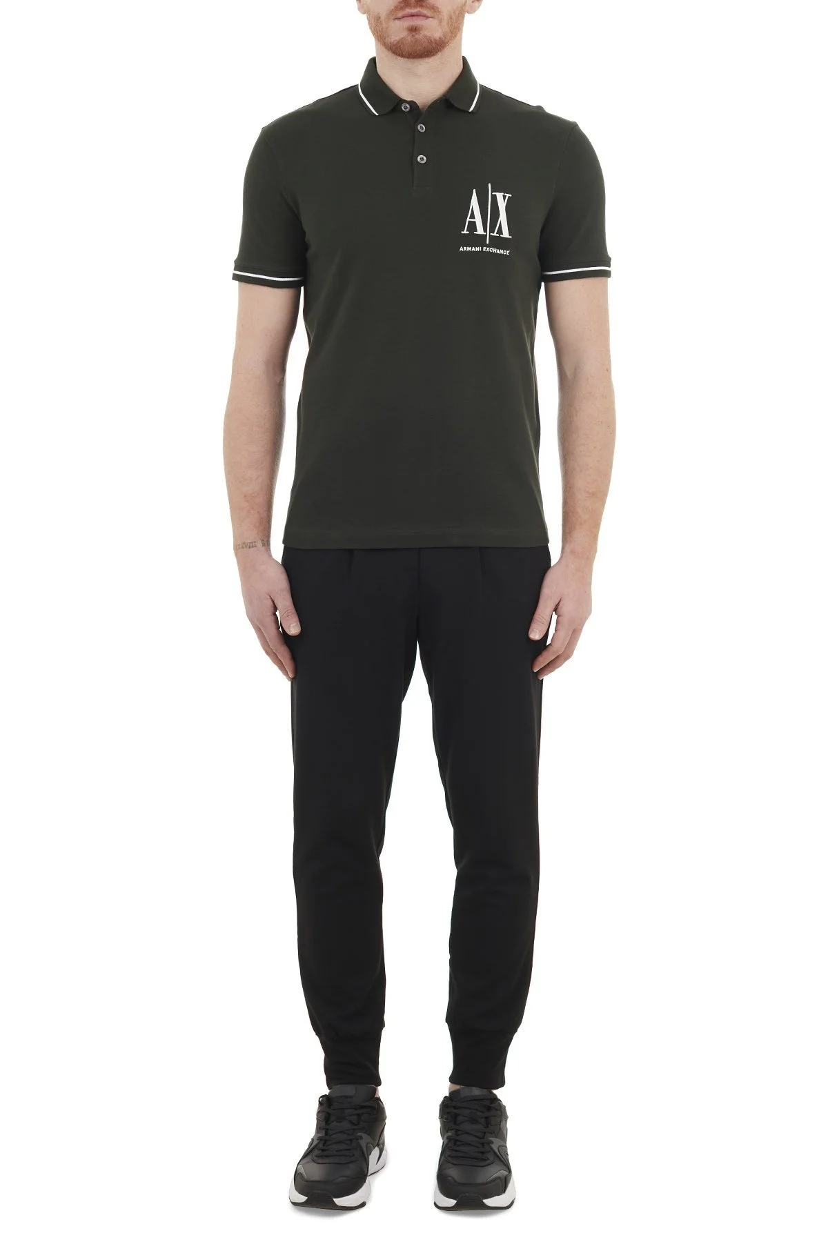 Armani Exchange % 100 Pamuklu T Shirt Erkek Polo 8NZFPA Z8M5Z 1851 HAKİ - 5