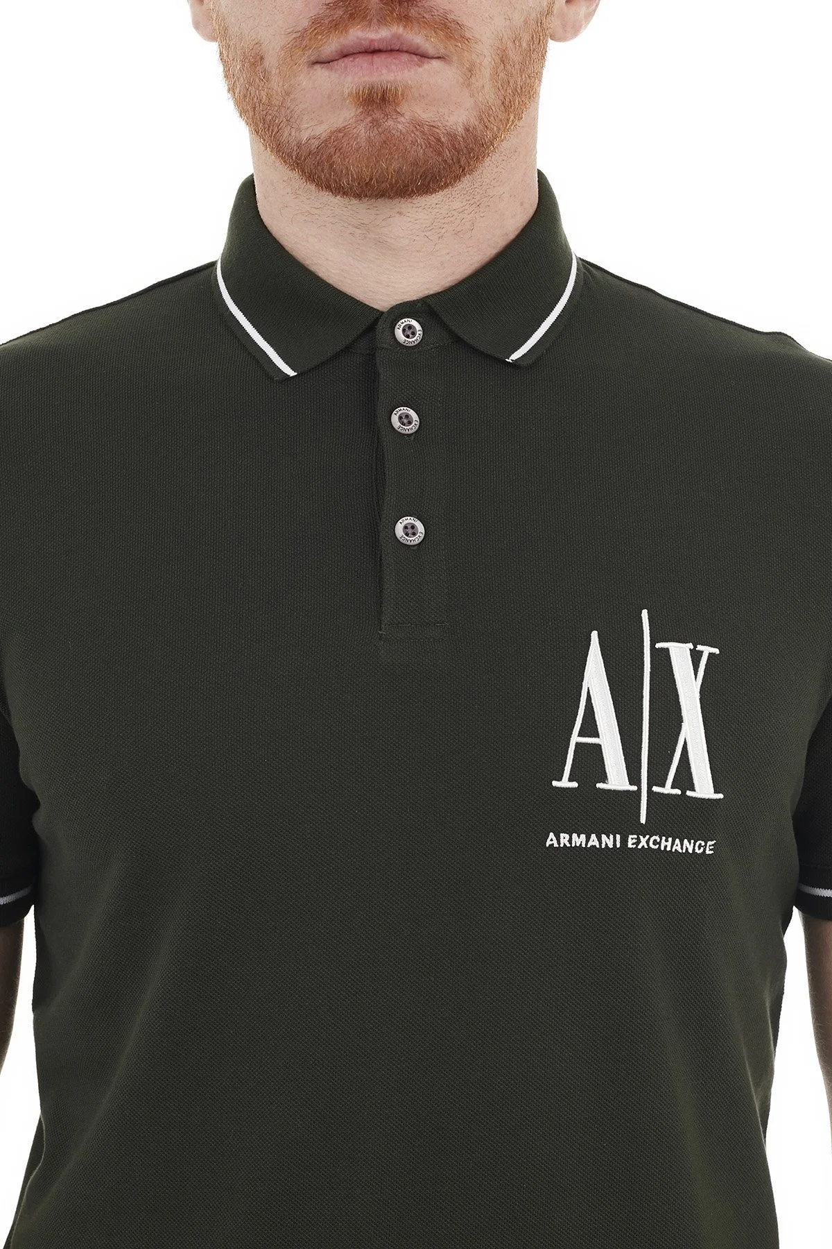 Armani Exchange % 100 Pamuklu T Shirt Erkek Polo 8NZFPA Z8M5Z 1851 HAKİ - 6