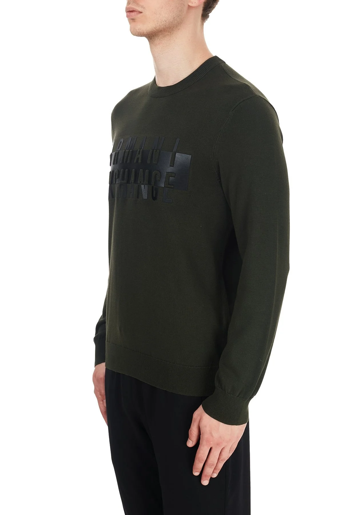 Armani Exchange % 100 Yünlü Baskılı Bisiklet Yaka Erkek Kazak 6HZM2J ZMQ7Z 1851 HAKİ - 3