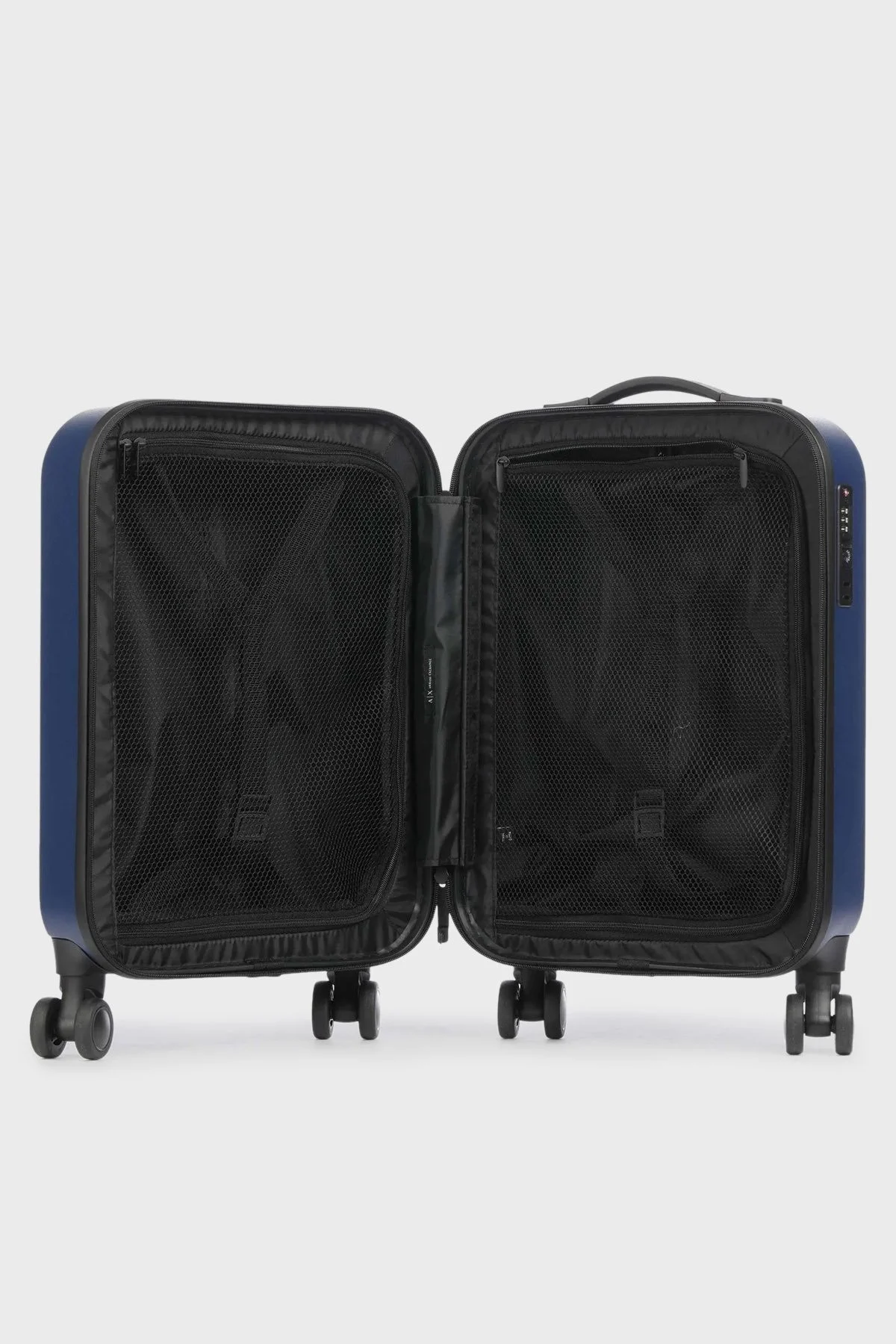 Armani Exchange 4G Kabartmalı Logolu Çift Fermuarlı Kabin Boy Erkek Valiz XM000899 AF13793 UB079 KOYU LACİVERT - 3