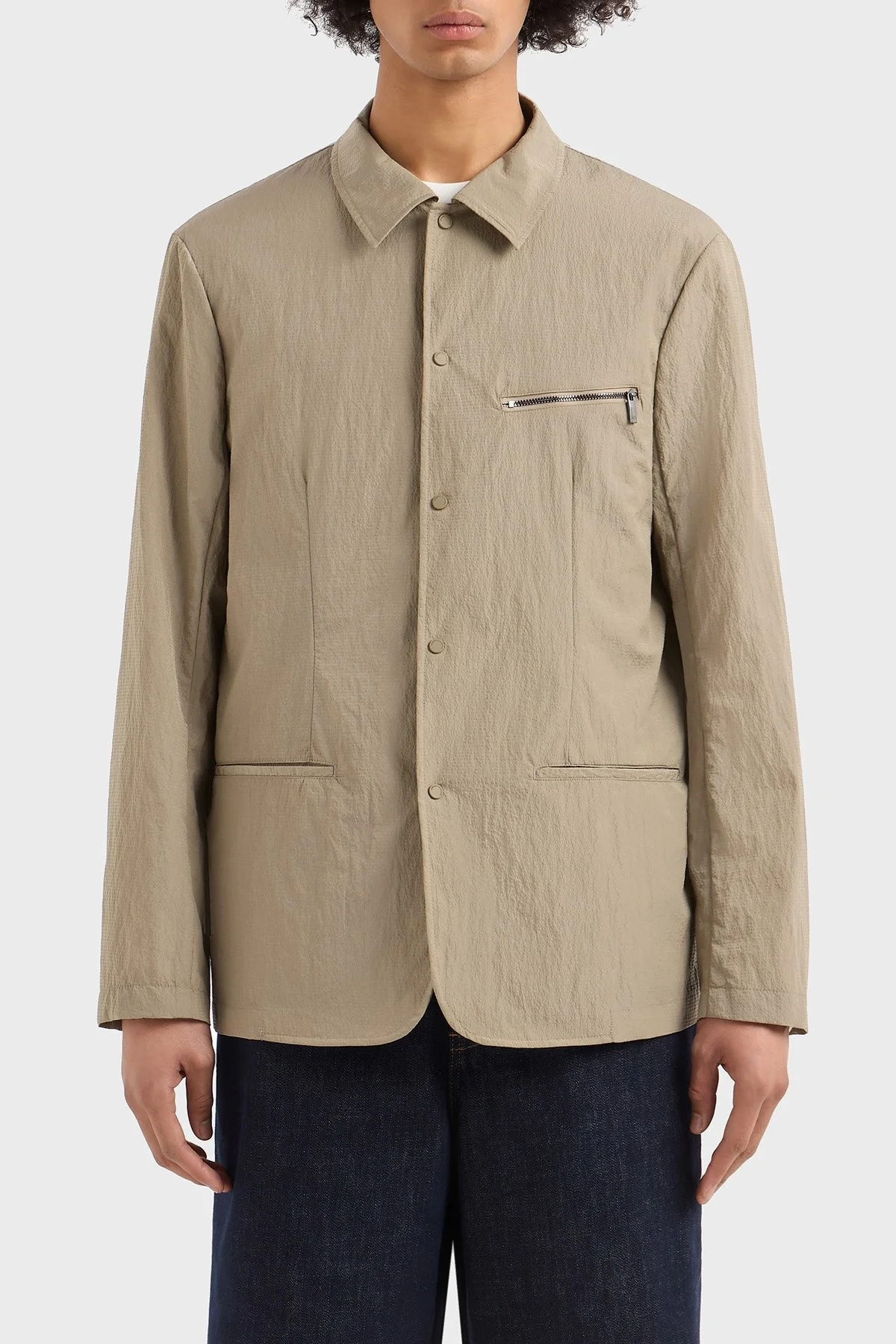 Armani Exchange Astarlı Regular Fit Çıtçıt Düğmeli Düz Yaka Erkek Ceket XM000435 AF13138 U6167 BEJ - 7