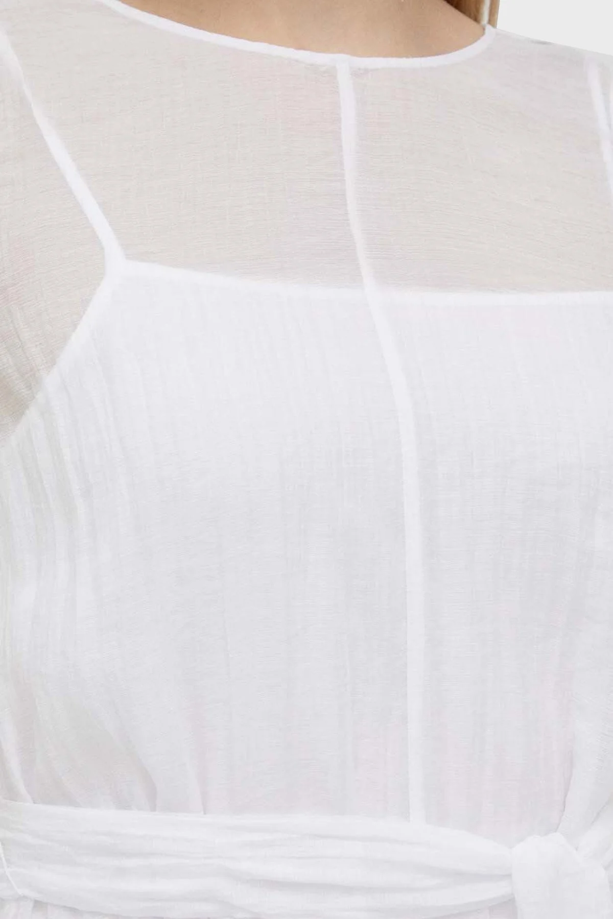 Armani Exchange Astarlı Transparan Maxi Bayan Elbise 3RYA32 YN3KZ 1000 BEYAZ - 6