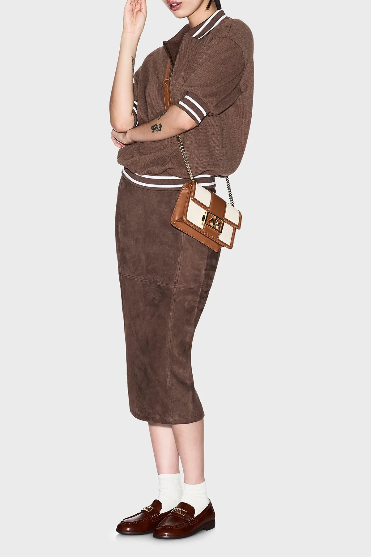 Armani Exchange Ayarlanabilir Zincir Askılı Kadın Çanta XW000071 AF22570 M6261 Bej - 2