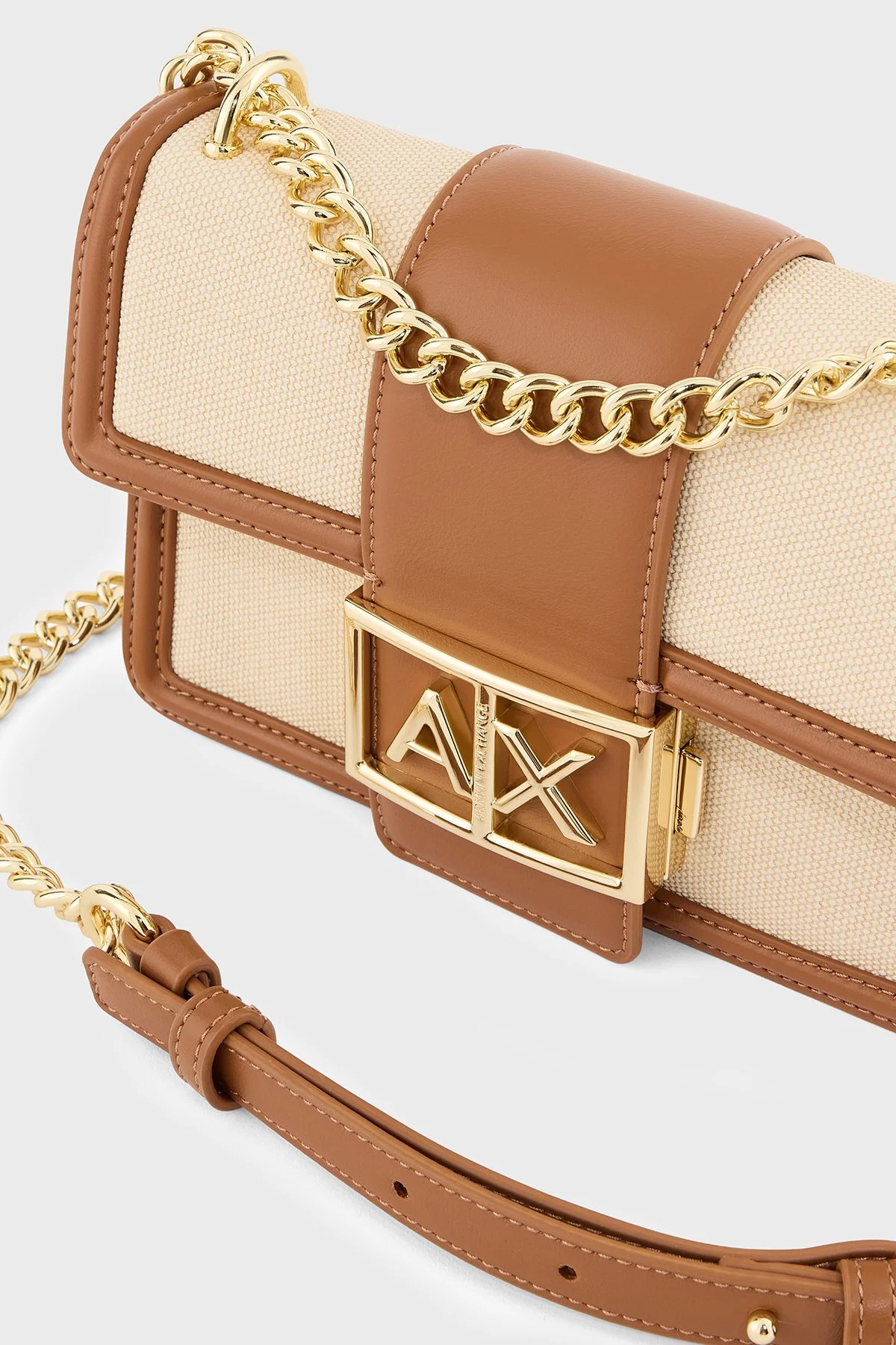 Armani Exchange Ayarlanabilir Zincir Askılı Kadın Çanta XW000071 AF22570 M6261 Bej - 5