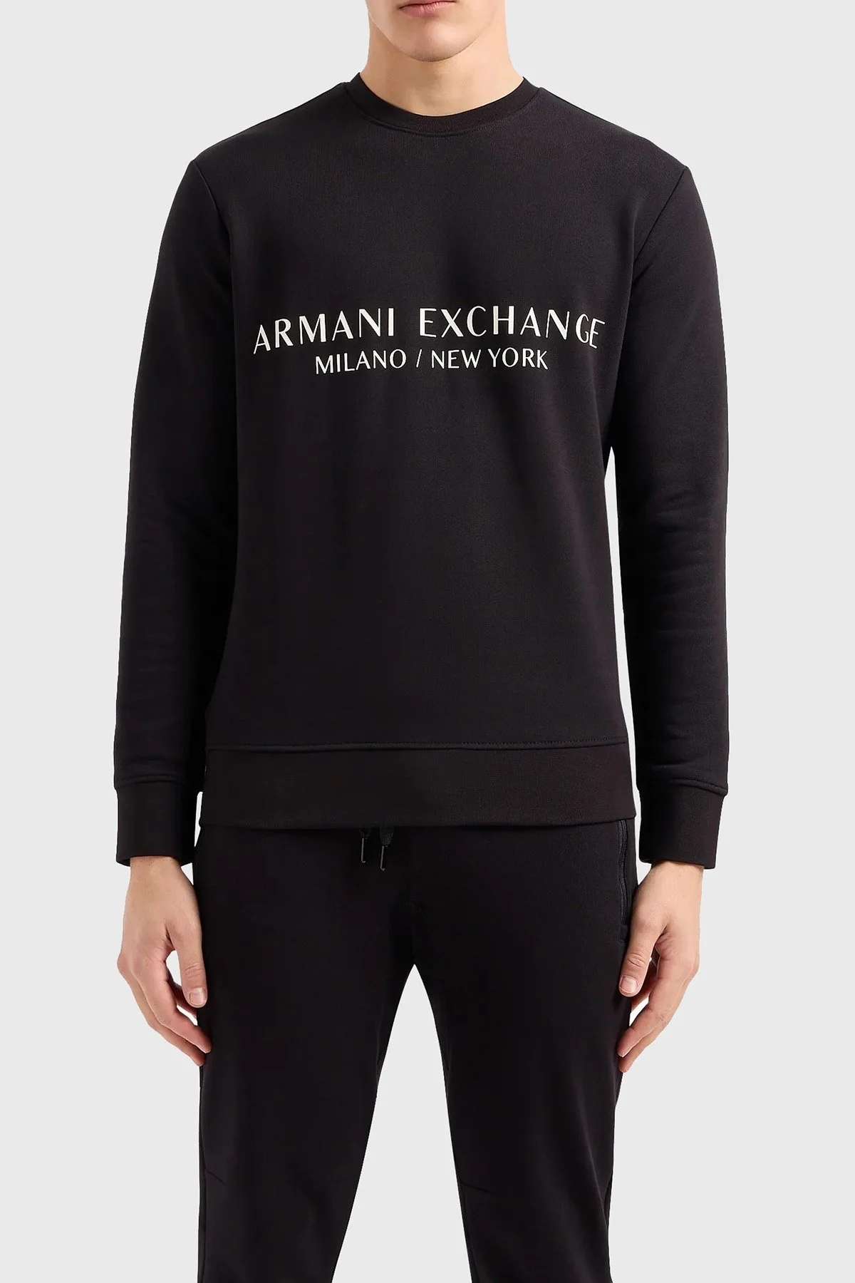 Armani Exchange Baskılı % 100 Pamuk Bisiklet Yaka Erkek Sweat 8NZM88 ZJKRZ 1200 SİYAH - 1