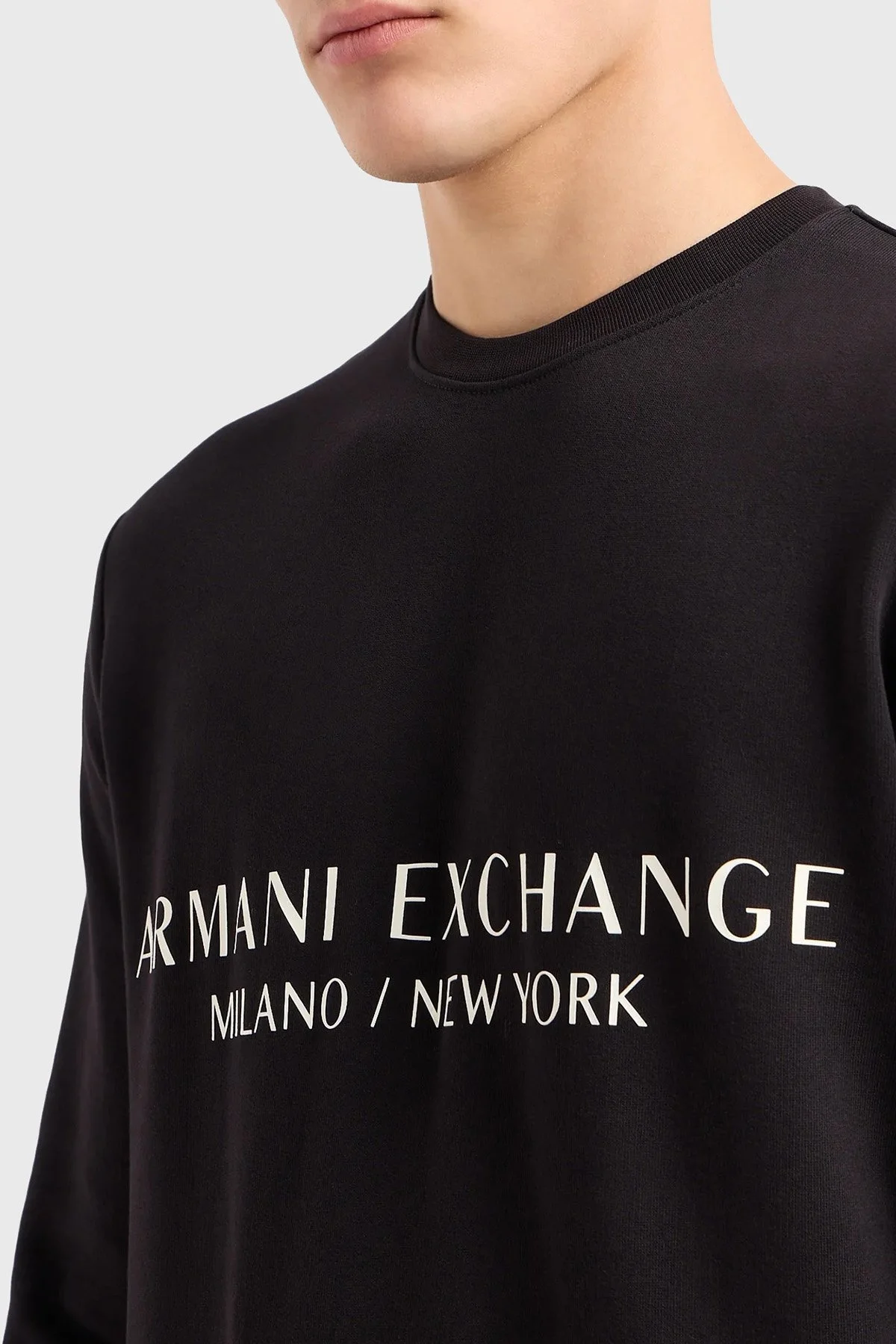 Armani Exchange Baskılı % 100 Pamuk Bisiklet Yaka Erkek Sweat 8NZM88 ZJKRZ 1200 SİYAH - 3