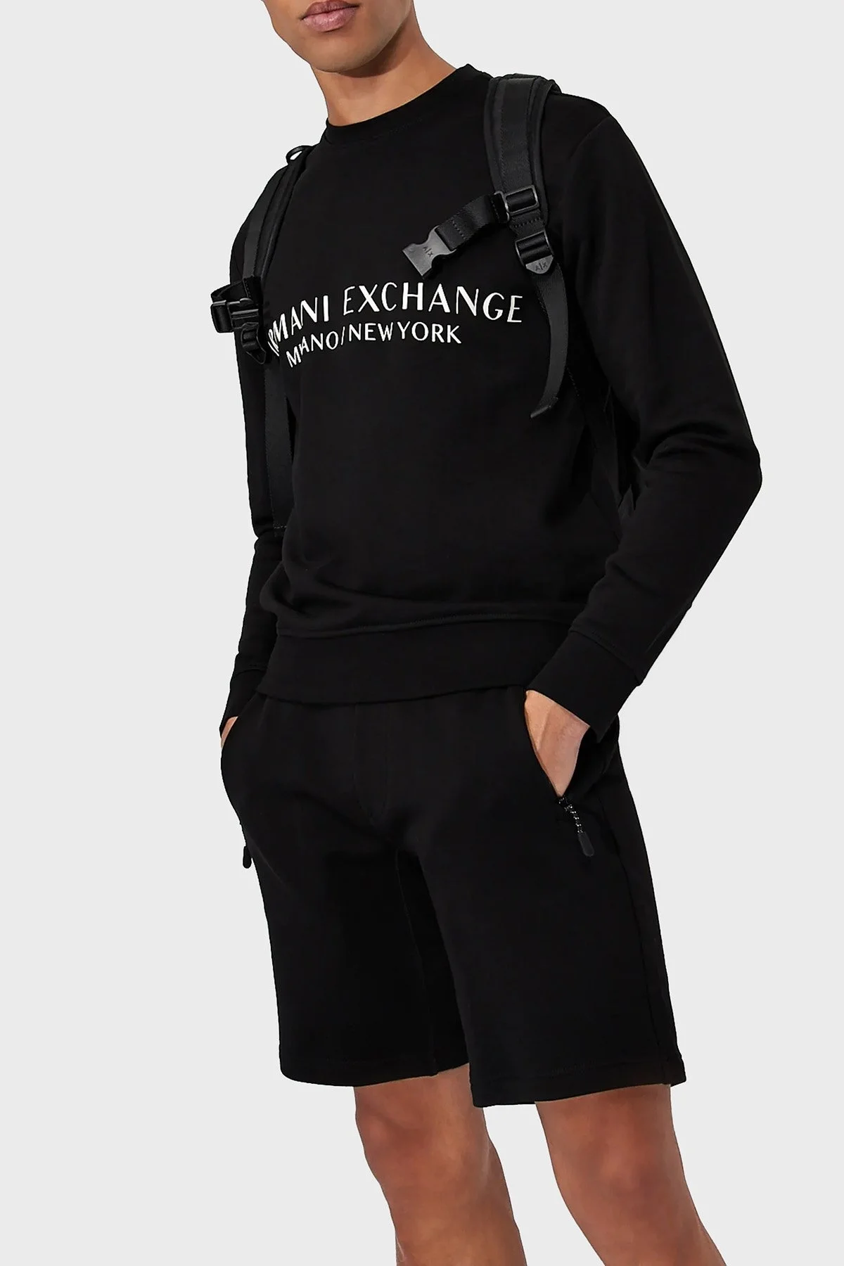 Armani Exchange Baskılı % 100 Pamuk Bisiklet Yaka Erkek Sweat 8NZM88 ZJKRZ 1200 SİYAH - 4
