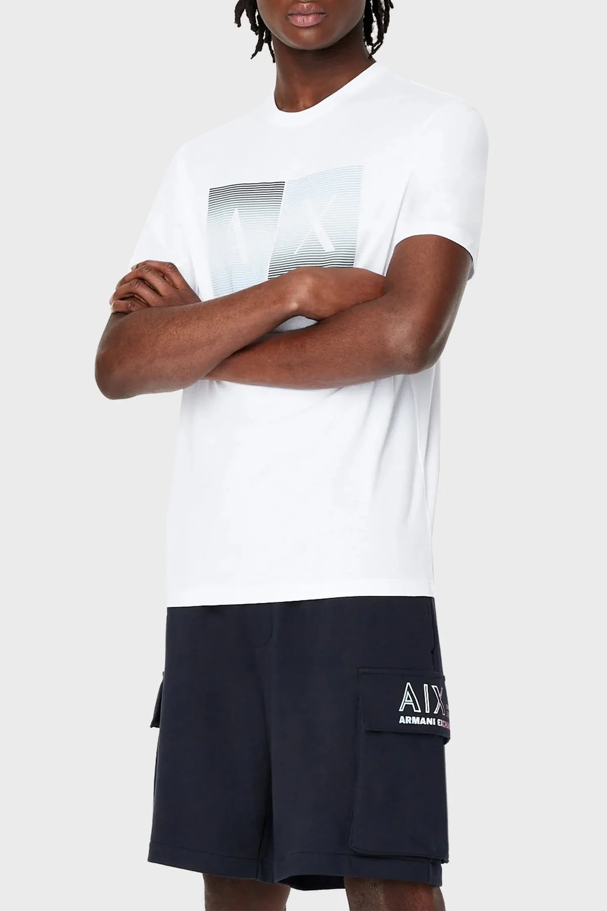 Armani Exchange Baskılı % 100 Pamuk Bisiklet Yaka Regular Fit Erkek T Shirt 3RZTJE ZJH4Z 1100 BEYAZ - 1