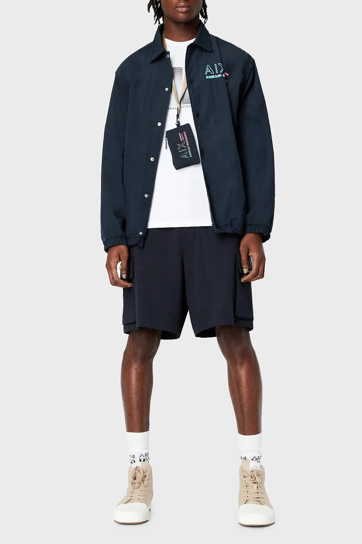 Armani Exchange Baskılı % 100 Pamuk Bisiklet Yaka Regular Fit Erkek T Shirt 3RZTJE ZJH4Z 1100 BEYAZ - 4