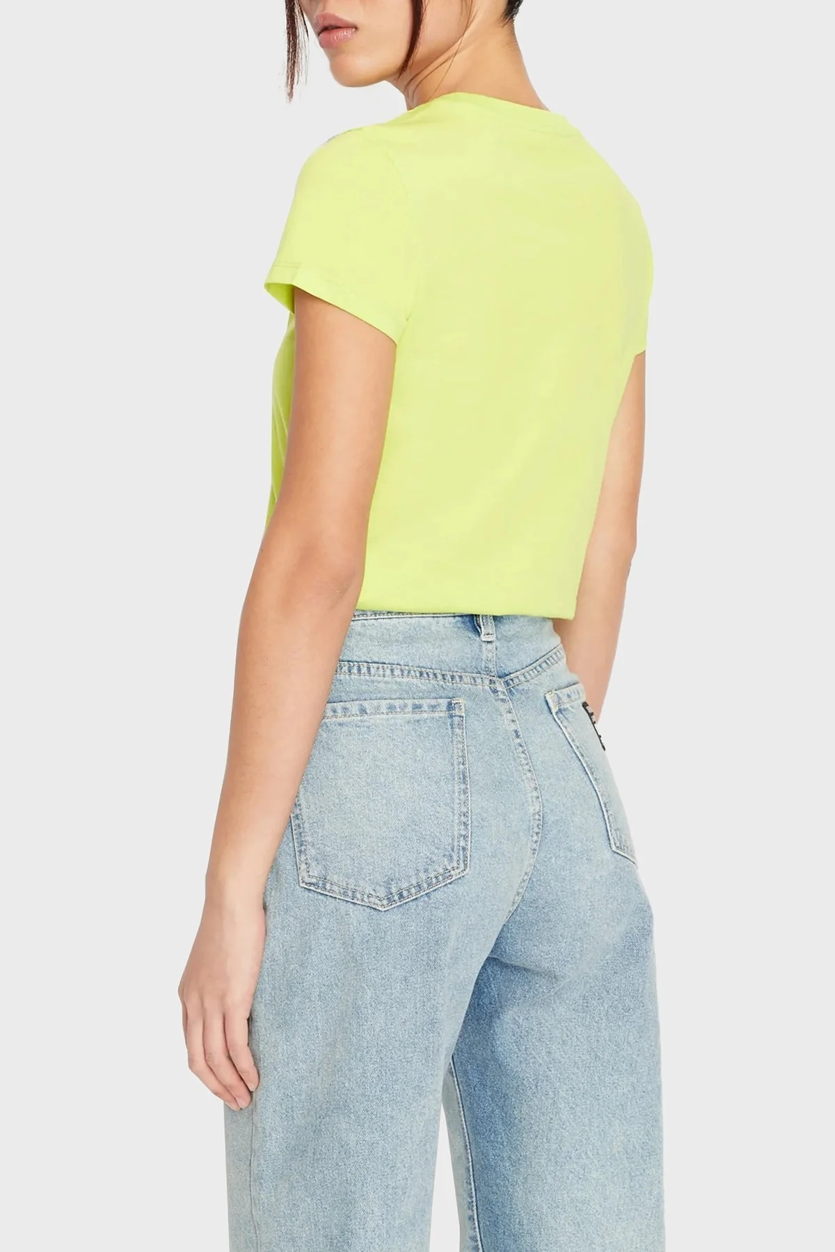 Armani Exchange Baskılı % 100 Pamuk Slim Fit Bisiklet Yaka Bayan T Shirt 8NYTDL YJ73Z 1884 SARI - 2