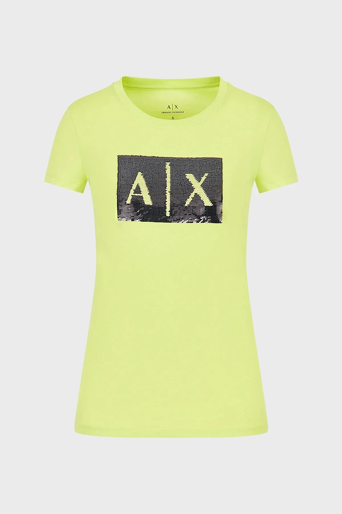Armani Exchange Baskılı % 100 Pamuk Slim Fit Bisiklet Yaka Bayan T Shirt 8NYTDL YJ73Z 1884 SARI - 5