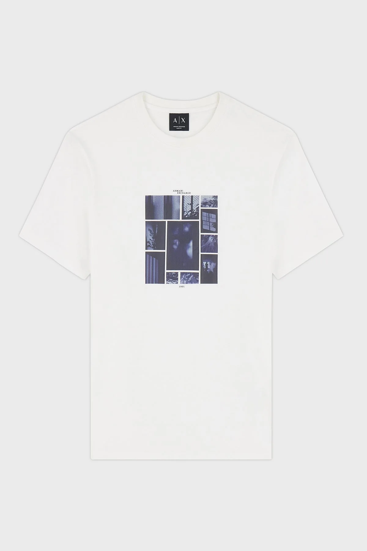 Armani Exchange Baskılı % 100 Pamuk Slim Fit Bisiklet Yaka Erkek T Shirt XM003015 AF10356 U0009 Beyaz - 4