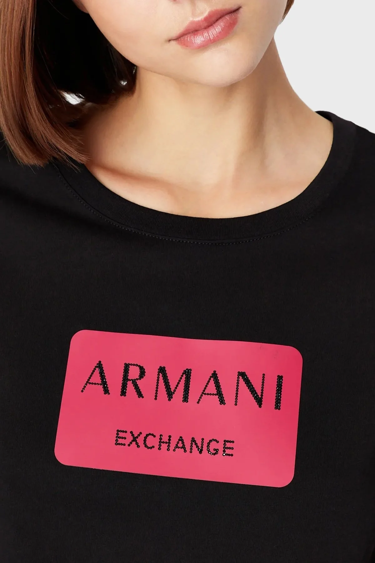Armani Exchange Baskılı % 100 Pamuklu Regular Fit Bisiklet Yaka Bayan T Shirt 3RYTER YJG3Z 1200 SİYAH - 3