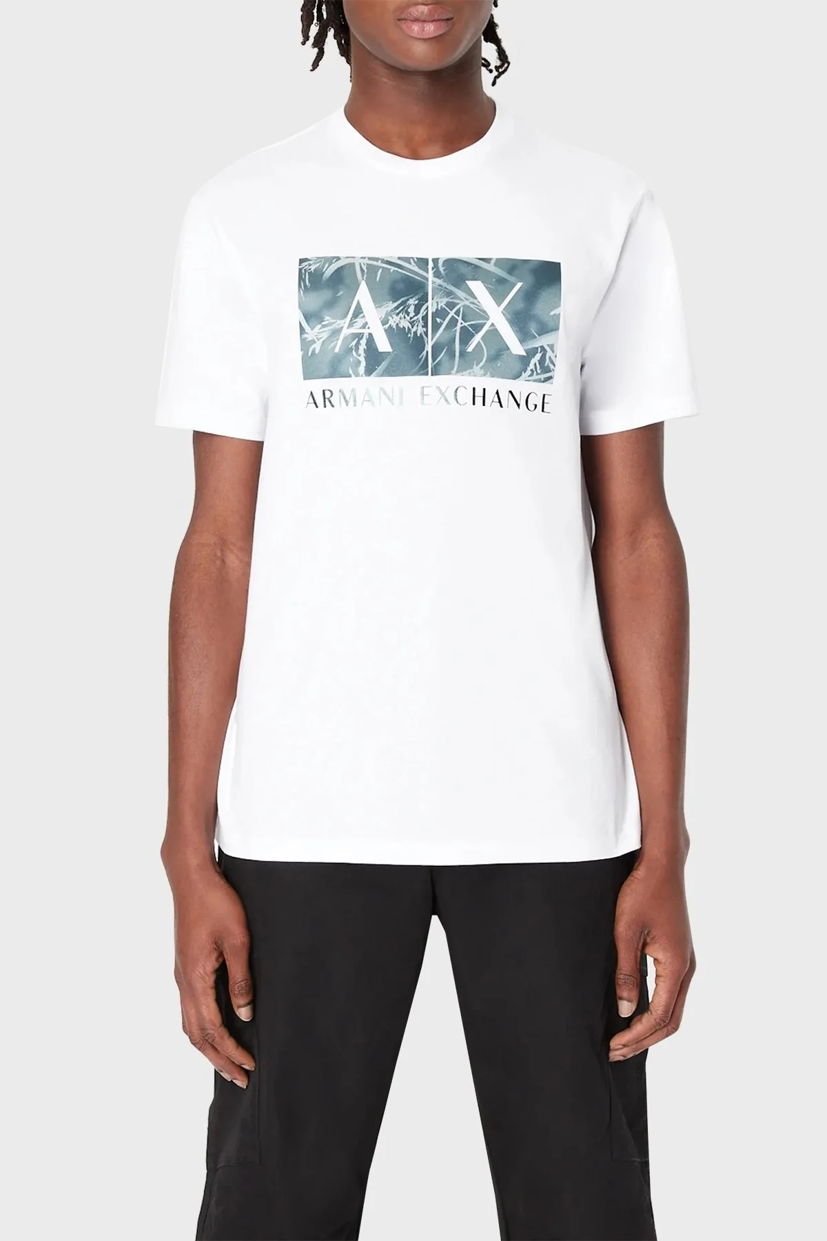 Armani Exchange Baskılı Bisiklet Yaka % 100 Pamuk Regular Fit Erkek T Shirt 3RZTHA ZJH4Z 21CC YEŞİL-BEYAZ - 1