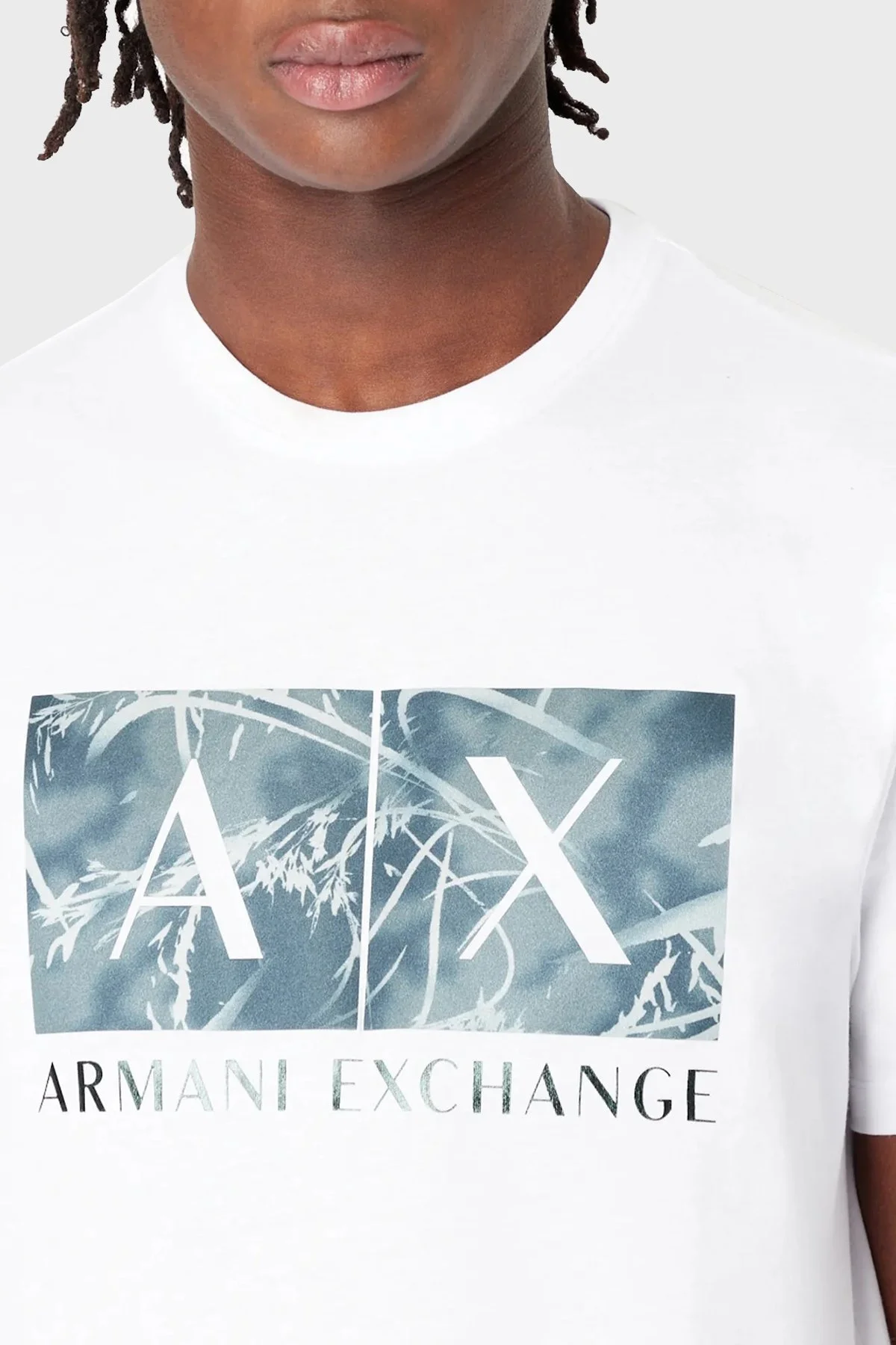 Armani Exchange Baskılı Bisiklet Yaka % 100 Pamuk Regular Fit Erkek T Shirt 3RZTHA ZJH4Z 21CC YEŞİL-BEYAZ - 4
