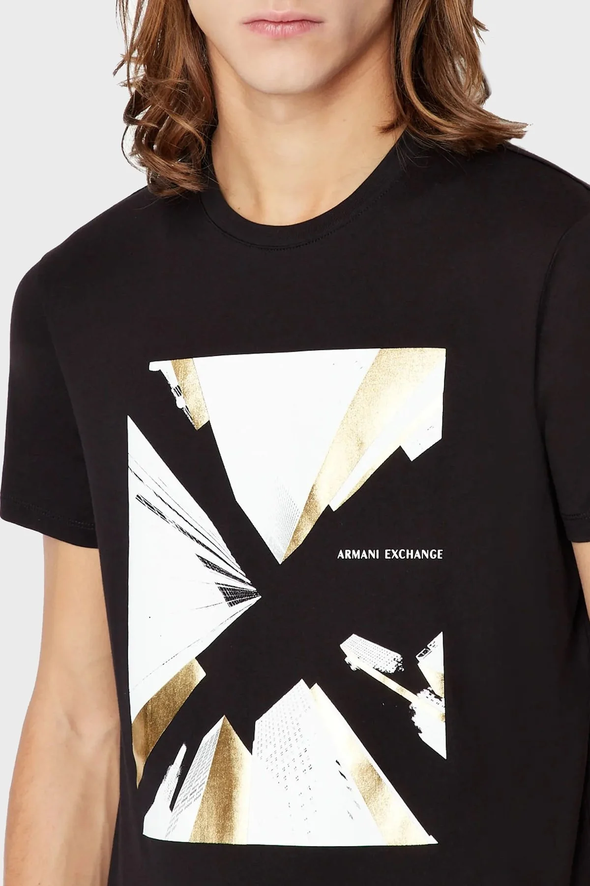 Armani Exchange Baskılı Bisiklet Yaka % 100 Pamuk Regular Fit Erkek T Shirt 3RZTHQ ZJBYZ 1200 SİYAH - 3