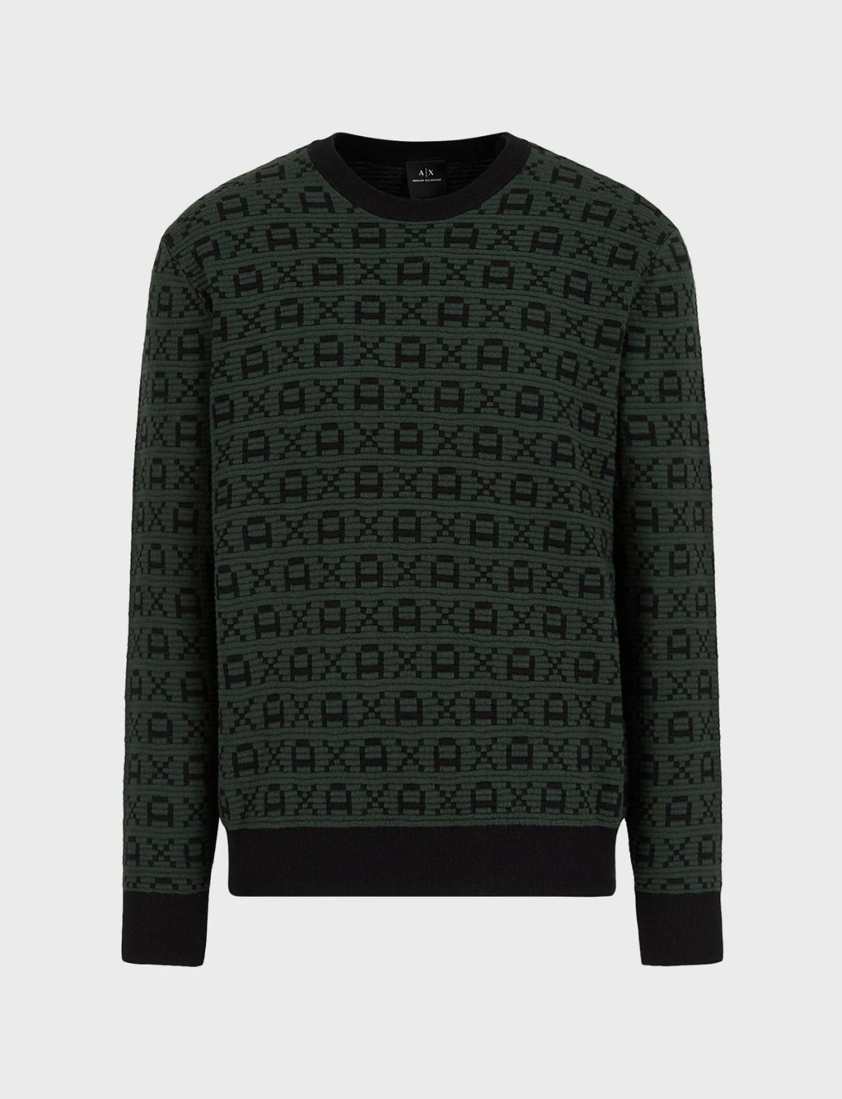 Armani Exchange Baskılı Bisiklet Yaka Regular Fit Erkek Kazak 6KZM1T ZMN4Z 8250 HAKİ-SİYAH - 4