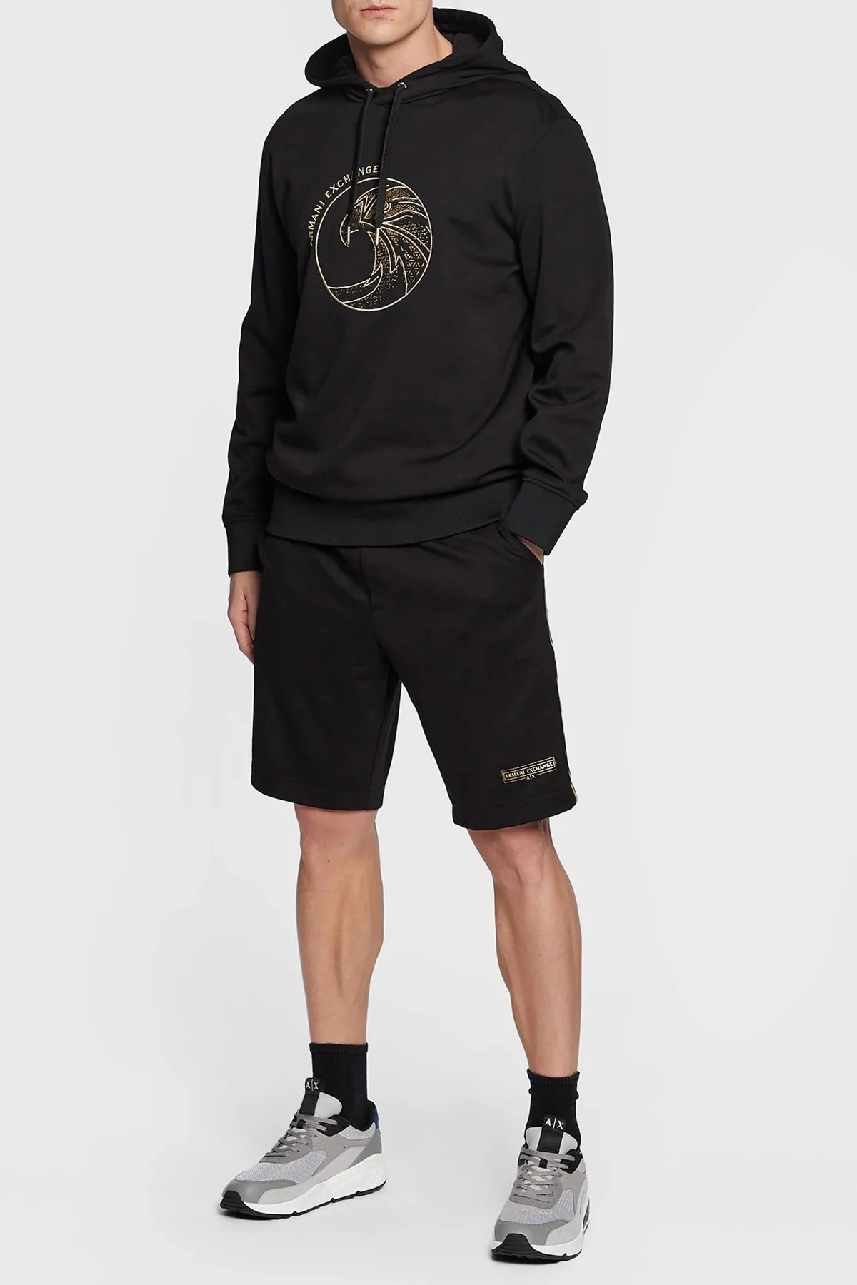 Armani Exchange Baskılı Kapüşonlu Regular Fit Erkek Sweat 3RZMRB Z9N1Z 1200 SİYAH - 2