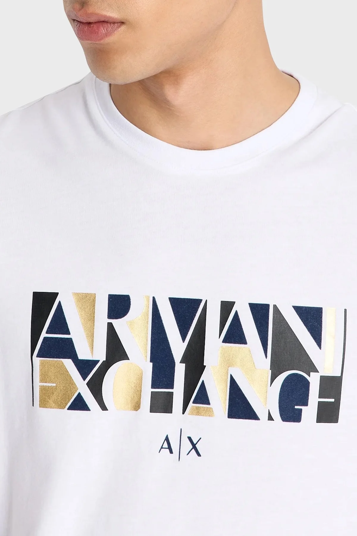Armani Exchange Baskılı Pamuklu Bisiklet Yaka Regular Fit Erkek T Shirt 6RZTJC ZJBYZ 1100 BEYAZ - 3