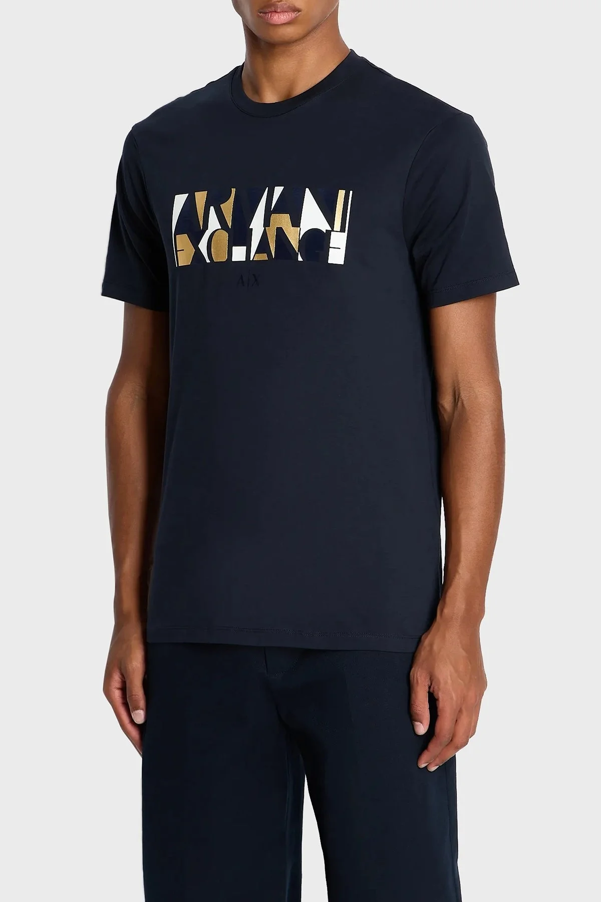 Armani Exchange Baskılı Pamuklu Bisiklet Yaka Regular Fit Erkek T Shirt 6RZTJC ZJBYZ 1510 LACİVERT - 1