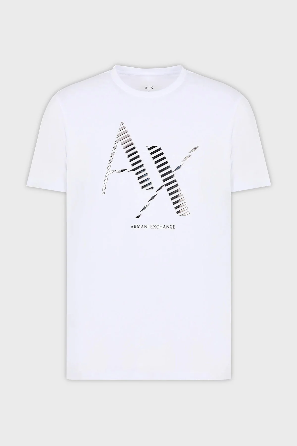 Armani Exchange Baskılı Pamuklu Bisiklet Yaka Slim Fit Erkek T Shirt 6RZTKD ZJBYZ 1100 BEYAZ - 5