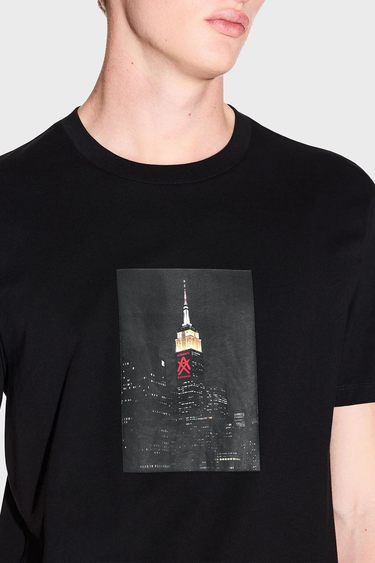 Armani Exchange Baskılı Pamuklu Regular Fit Bisiklet Yaka Erkek T Shirt XM002214 AF10356 UC001 SİYAH - 4