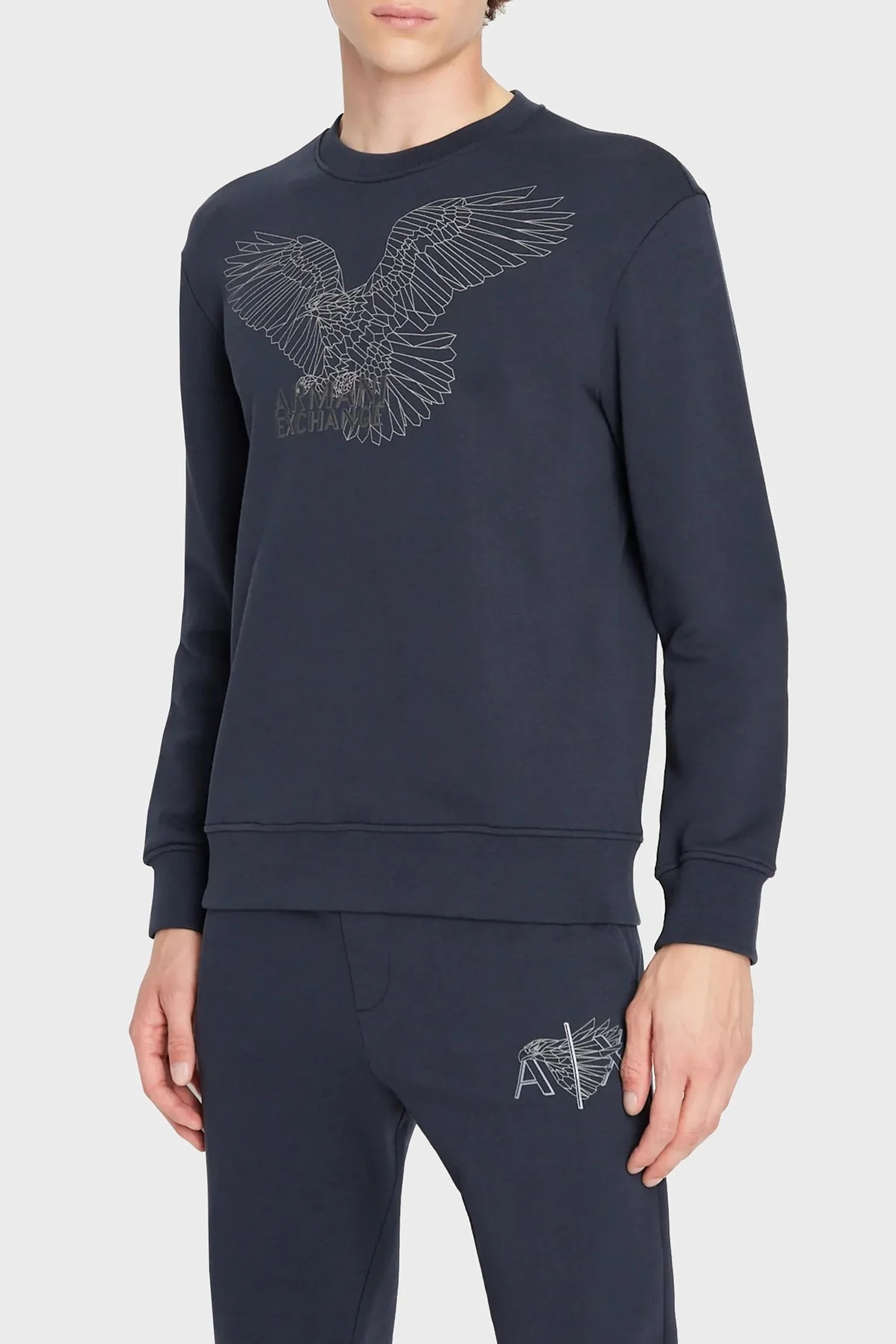 Armani Exchange Baskılı Regular Fit Bisiklet Yaka % 100 Pamuk Erkek Sweat 6LZMHG ZJ6RZ 1510 LACİVERT - 1