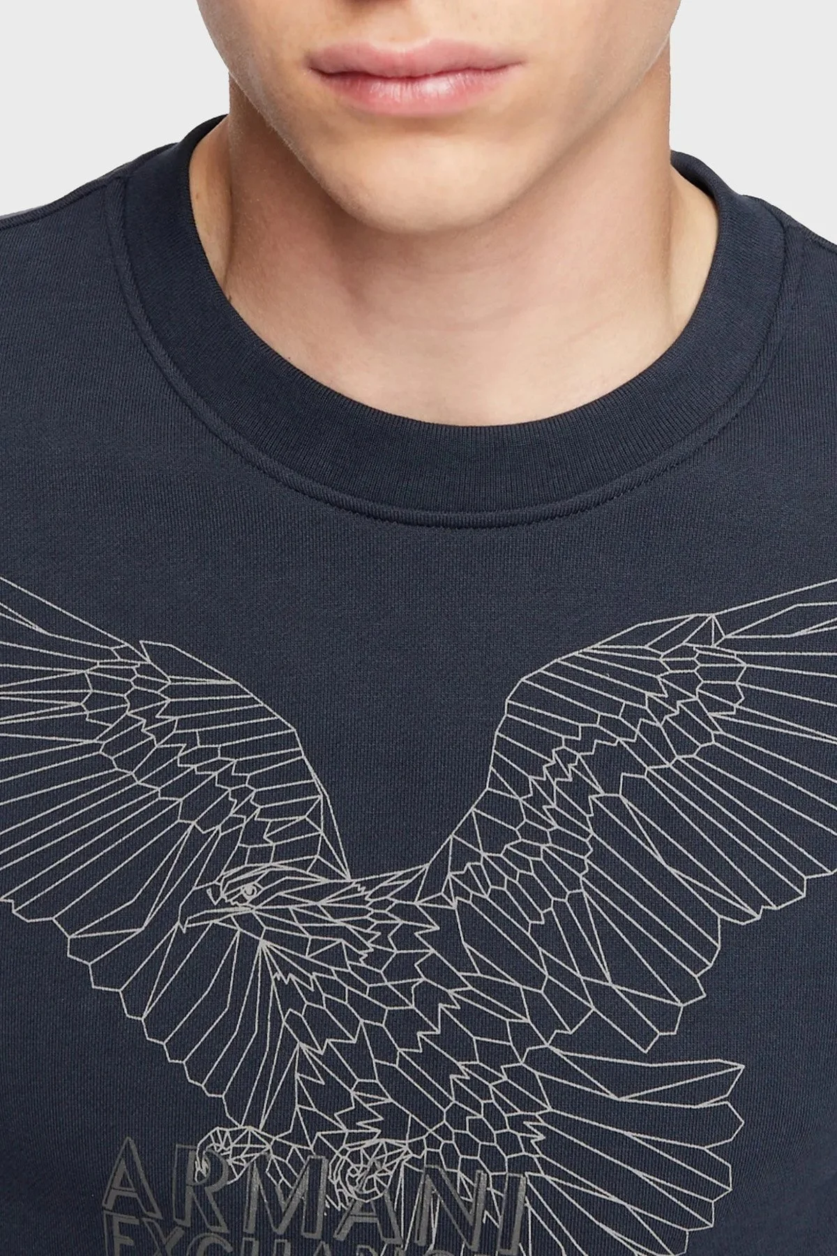 Armani Exchange Baskılı Regular Fit Bisiklet Yaka % 100 Pamuk Erkek Sweat 6LZMHG ZJ6RZ 1510 LACİVERT - 2