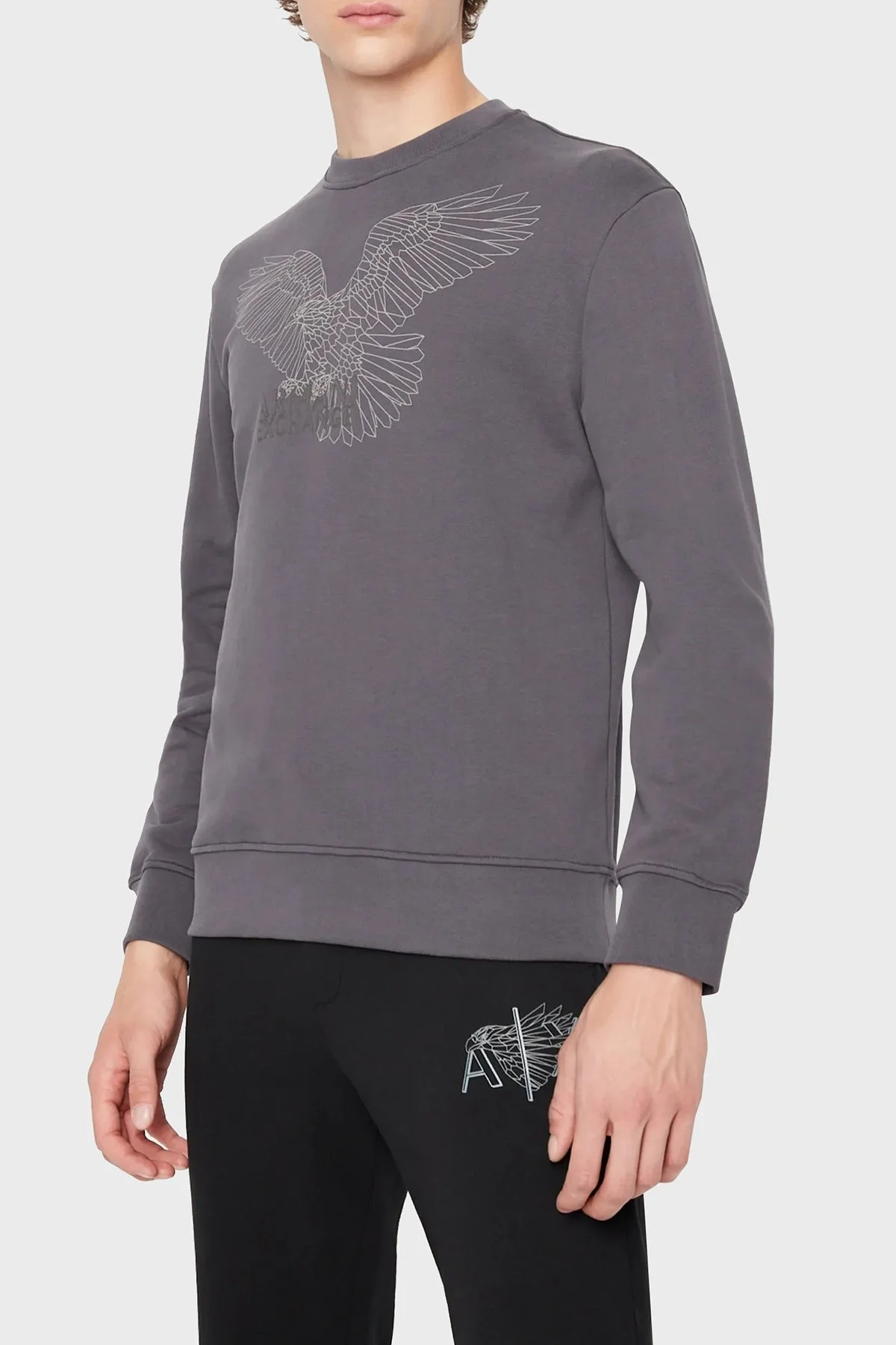 Armani Exchange Baskılı Regular Fit Bisiklet Yaka % 100 Pamuk Erkek Sweat 6LZMHG ZJ6RZ 1978 ANTRASİT - 1