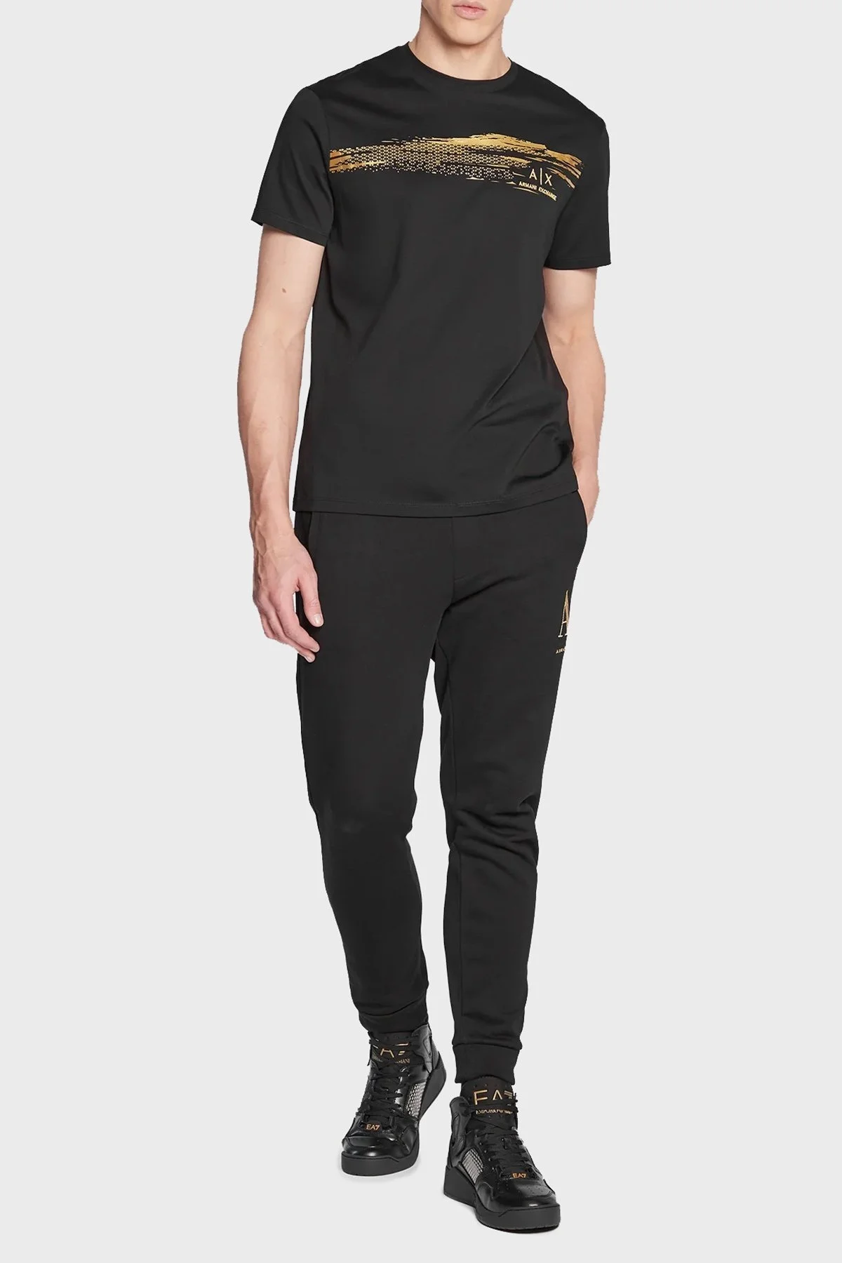 Armani Exchange Baskılı Regular Fit Bisiklet Yaka % 100 Pamuk Erkek T Shirt 3RZTRB ZJ9AZ 1200 SİYAH - 2